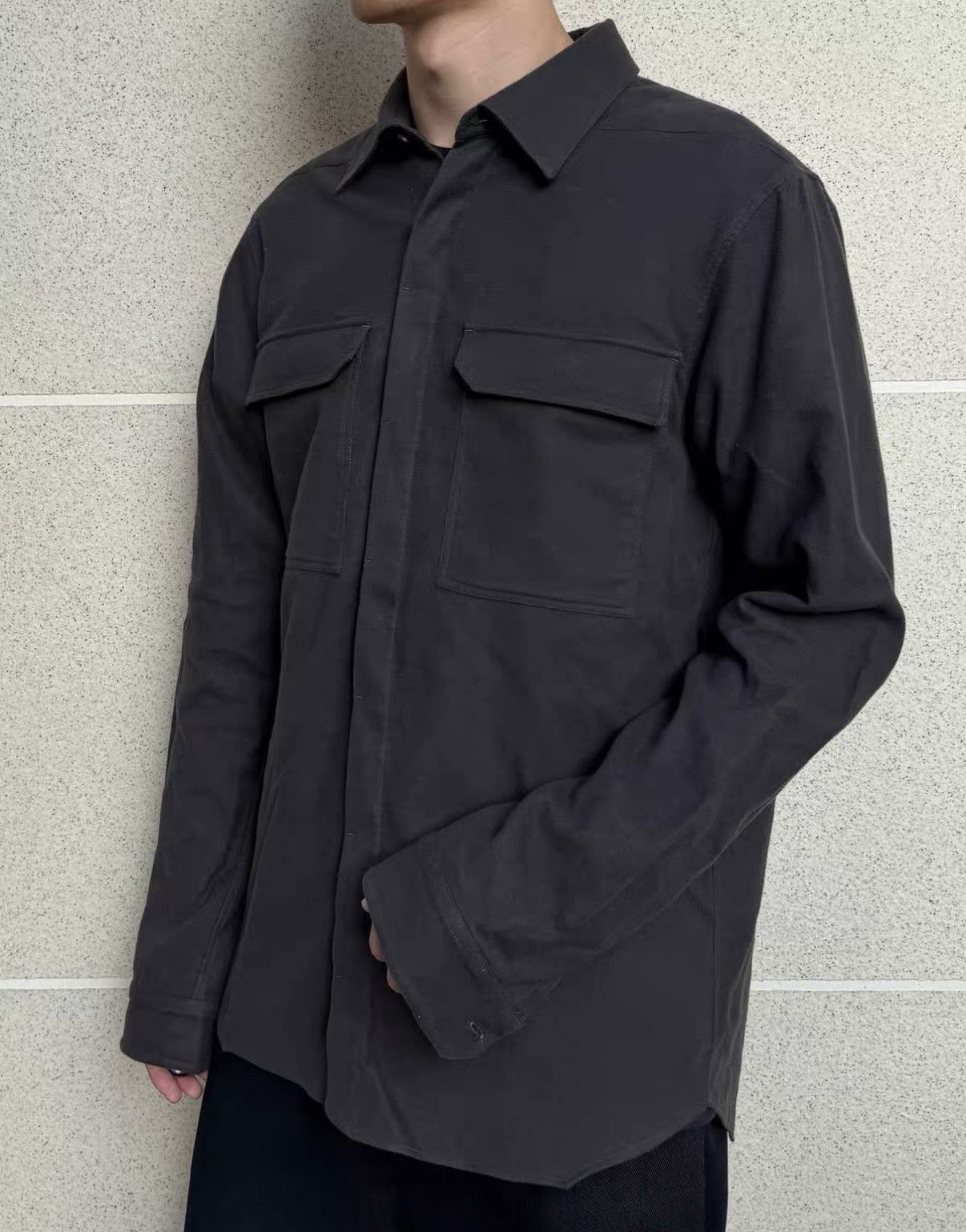 Rick Owens Gray Long-Sleeve Button-Up Shirt Size M Size US M / EU 48-50 / 2 - 6 Thumbnail