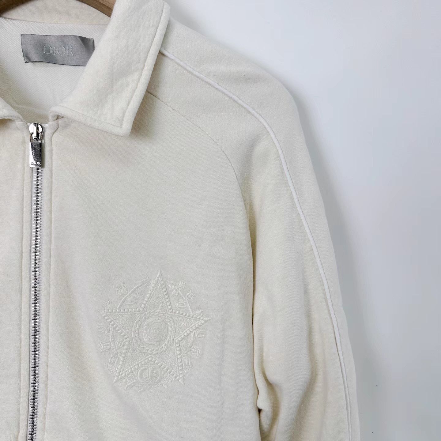 Dior White Zip-Front Collared Bomber Jacket Size US XL / EU 56 / 4 - 7 Thumbnail