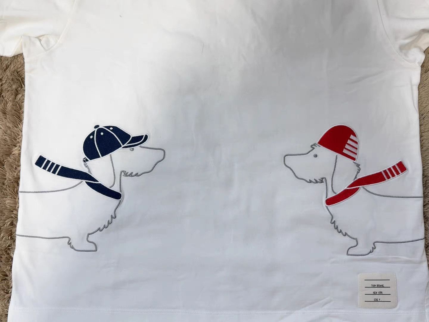 Thom Browne White Short Sleeve T-Shirt with Dog Embroidery Size US L / EU 52-54 / 3 - 6 Thumbnail