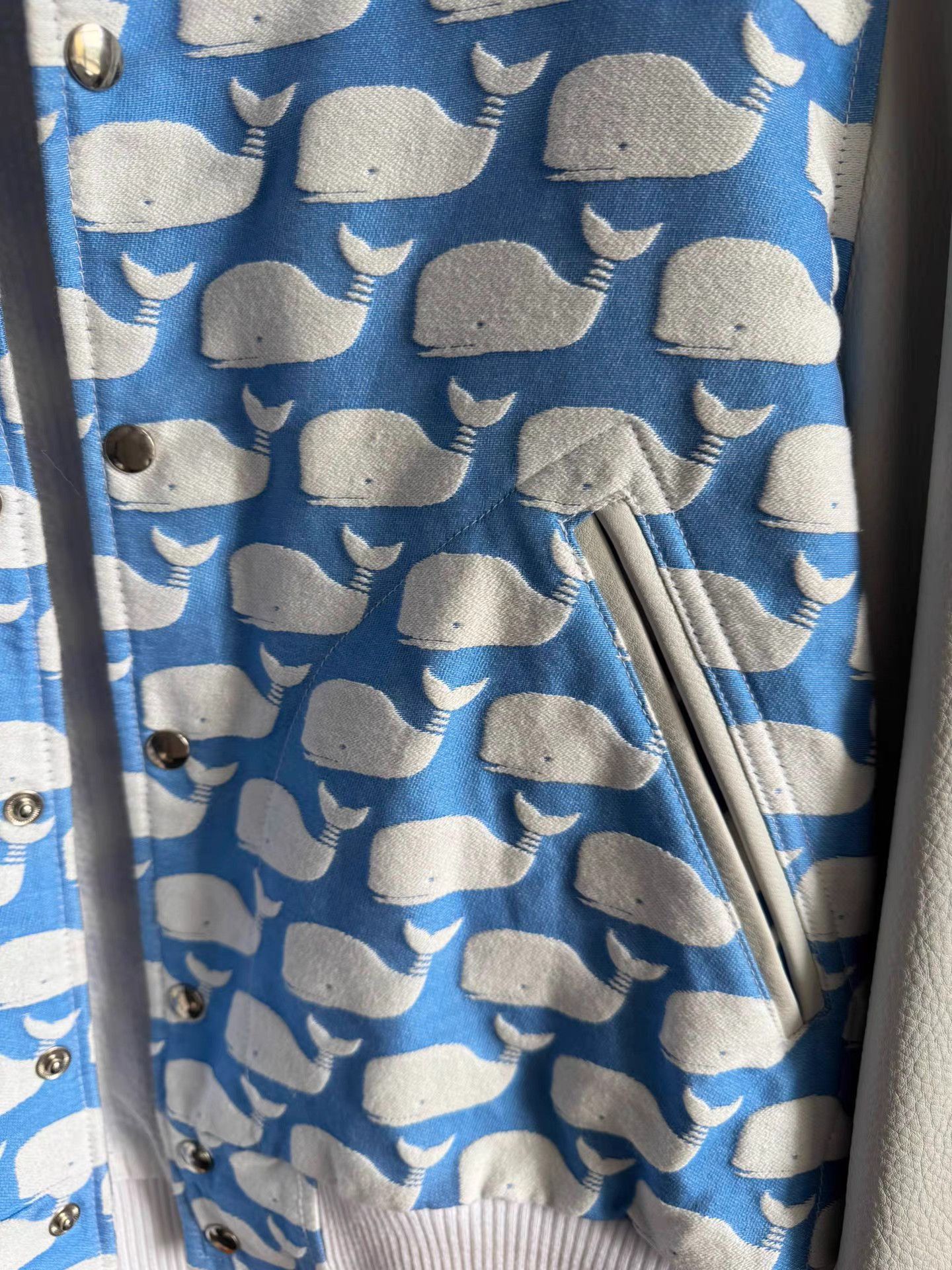 Thom Browne Blue and White Whale Print Bomber Jacket Size US S / EU 44-46 / 1 - 2 Thumbnail