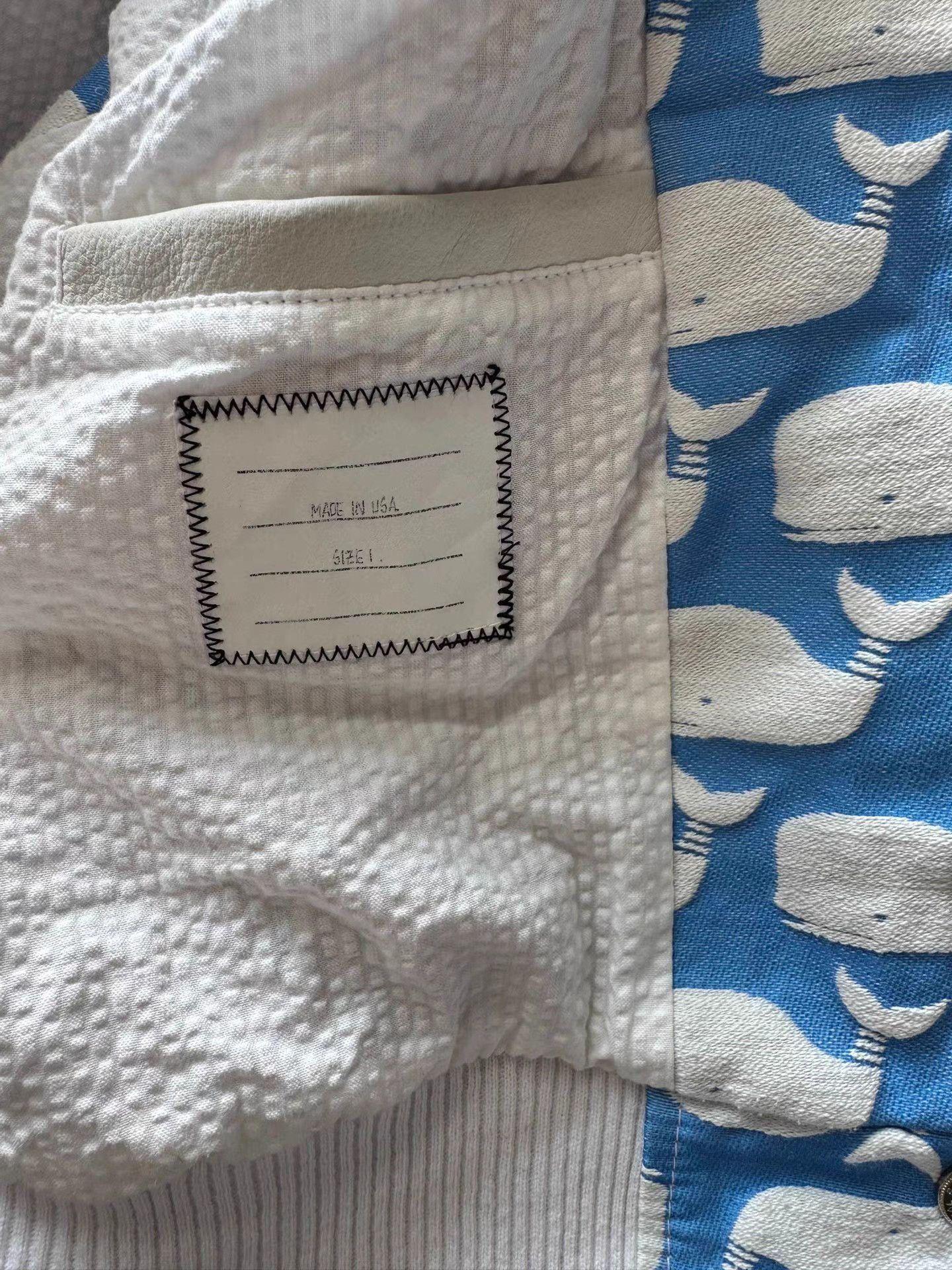 Thom Browne Blue and White Whale Print Bomber Jacket Size US S / EU 44-46 / 1 - 4 Thumbnail