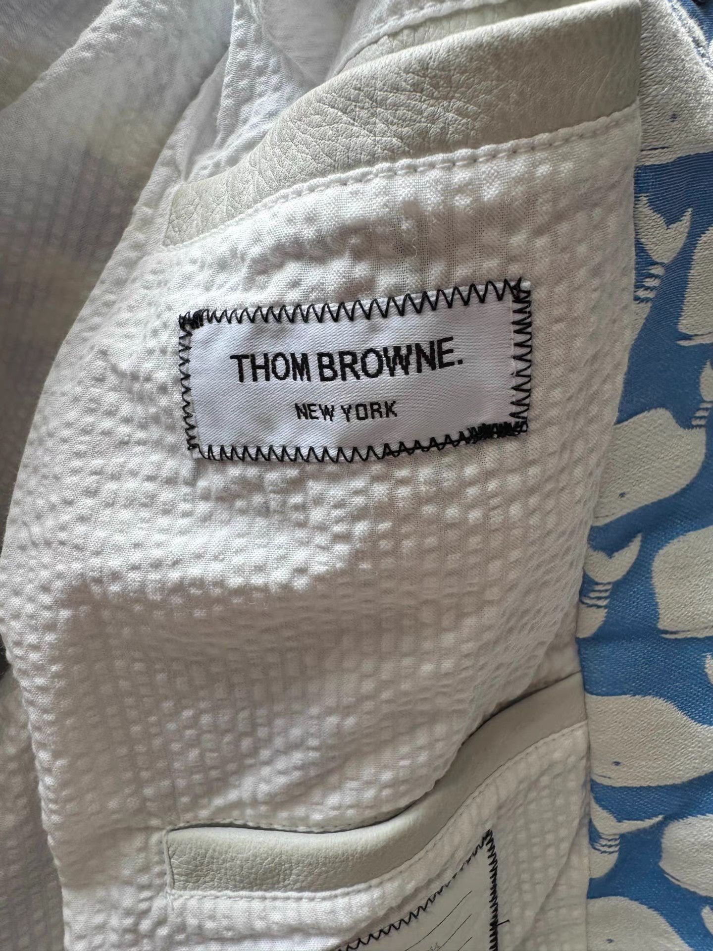 Thom Browne Blue and White Whale Print Bomber Jacket Size US S / EU 44-46 / 1 - 5 Thumbnail