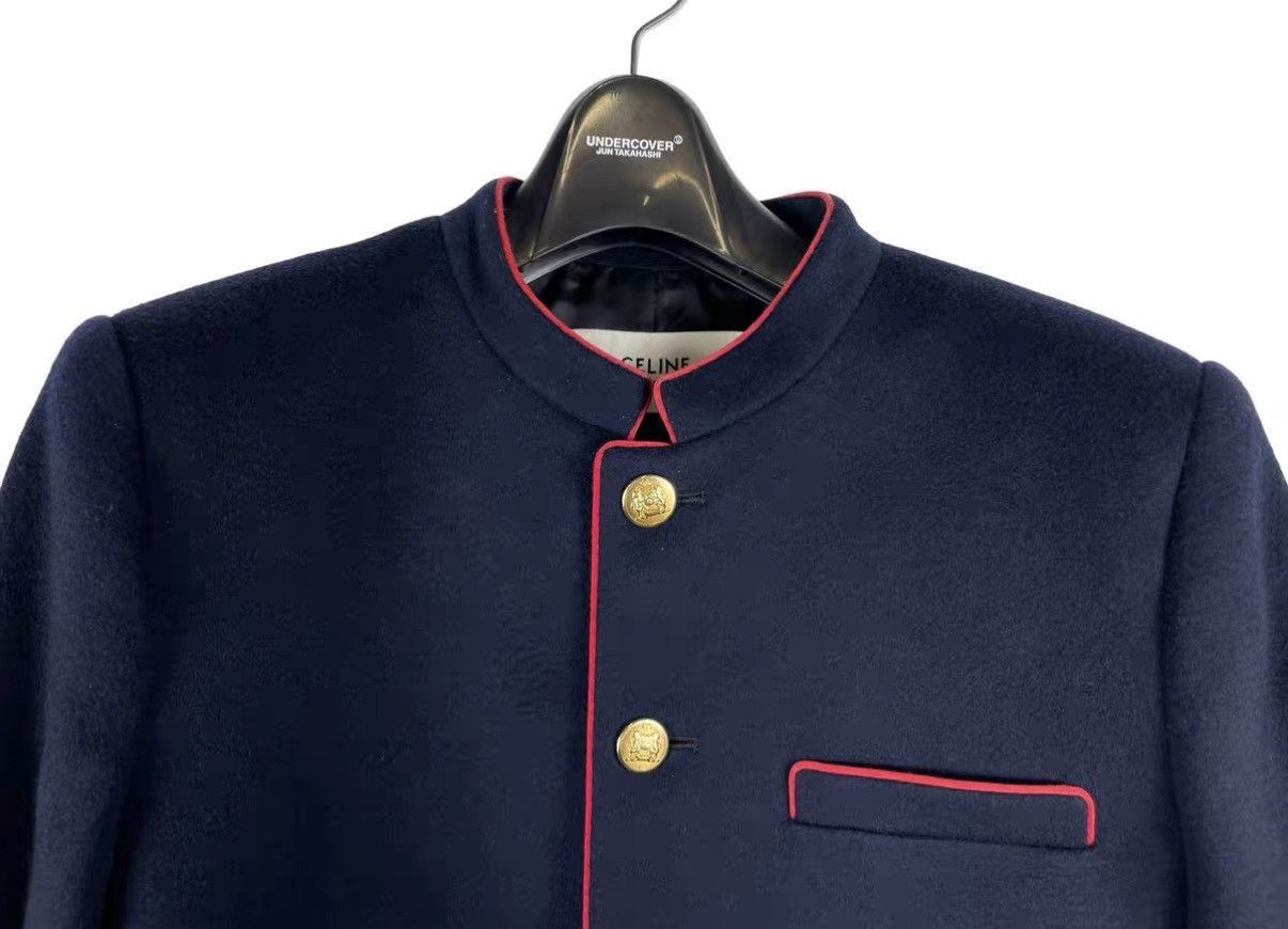 Celine Blue Structured Jacket with Gold Buttons and Red Trim Size US XXS / EU 40 - 3 Thumbnail