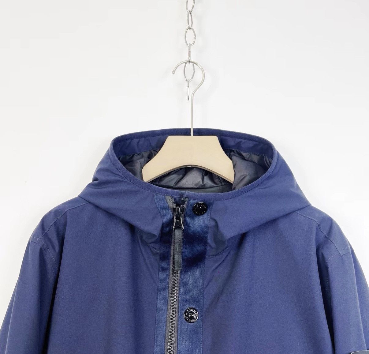 Stone Island Blue Hooded Zip-Up Jacket with Button Accents Size US L / EU 52-54 / 3 - 3 Thumbnail