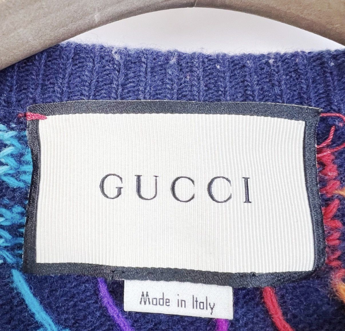 Gucci Blue XS Sweater with Colorful Pattern Size US XS / EU 42 / 0 - 4 Thumbnail