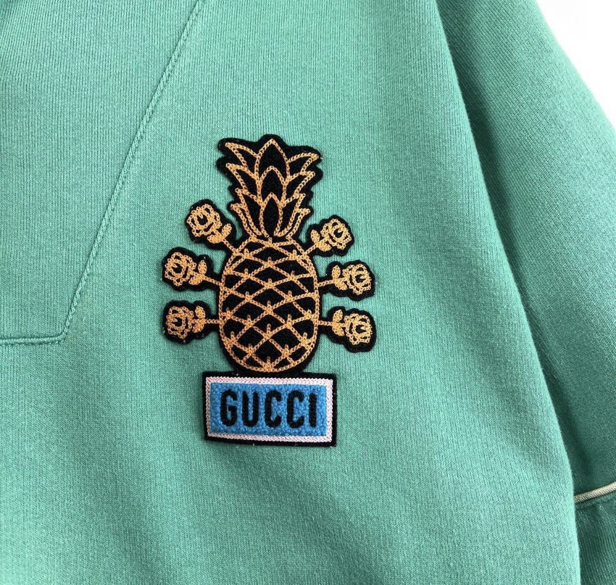 Gucci Green Half-Zip Hoodie with Embroidered Pineapple Design Size US M / EU 48-50 / 2 - 6 Thumbnail
