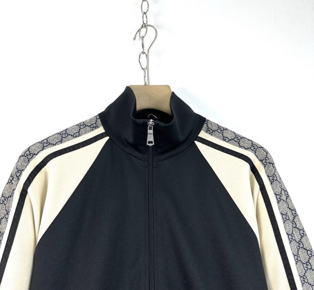 Gucci Black Zip-Up Light Jacket with Patterned Sleeves Size US M / EU 48-50 / 2 - 3 Thumbnail