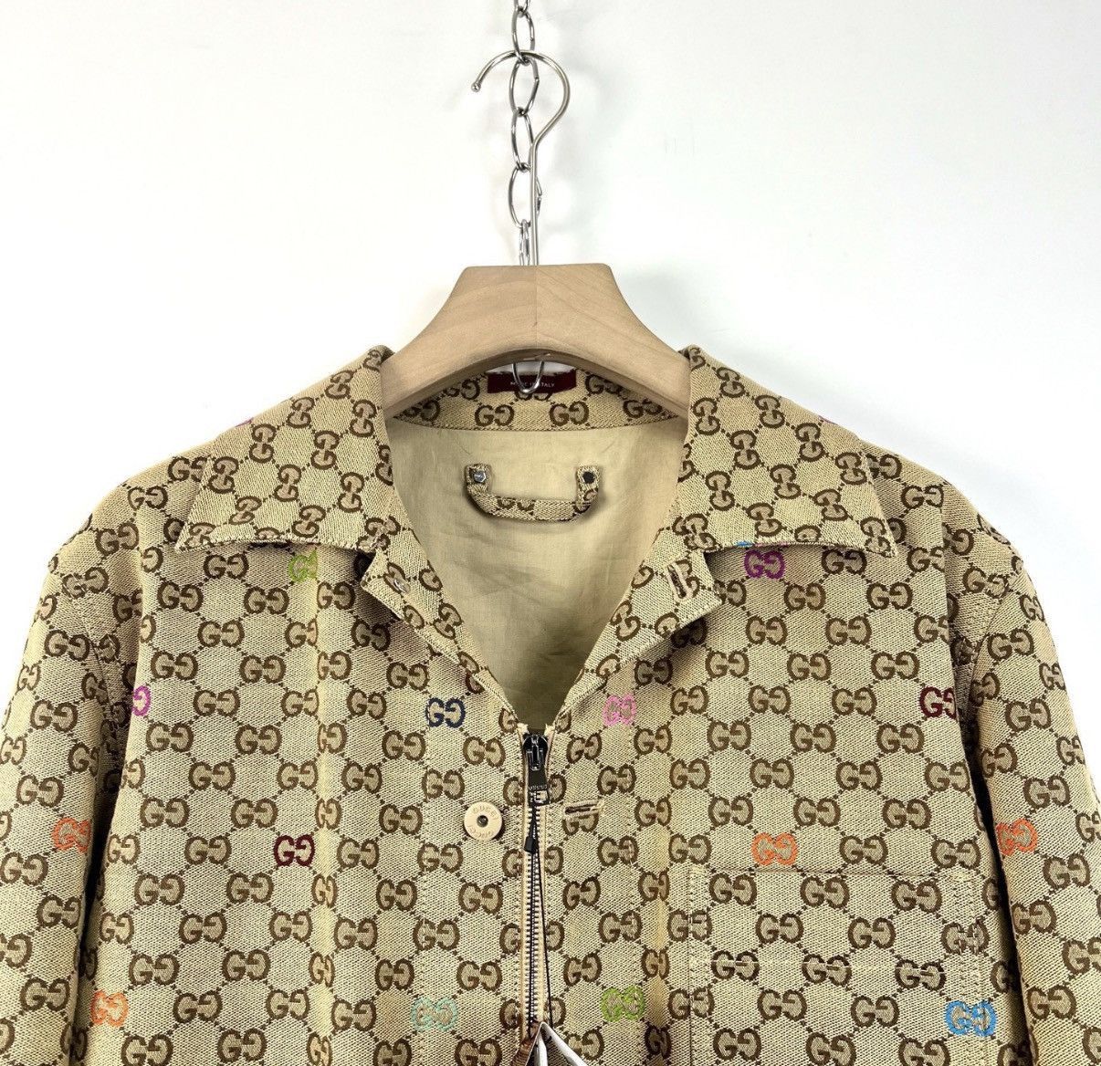 Gucci Beige Patterned Zip-Front Jacket - Size S Size US S / EU 44-46 / 1 - 3 Thumbnail