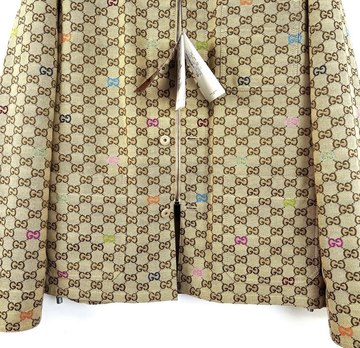 Gucci Beige Patterned Zip-Front Jacket - Size S Size US S / EU 44-46 / 1 - 7 Thumbnail