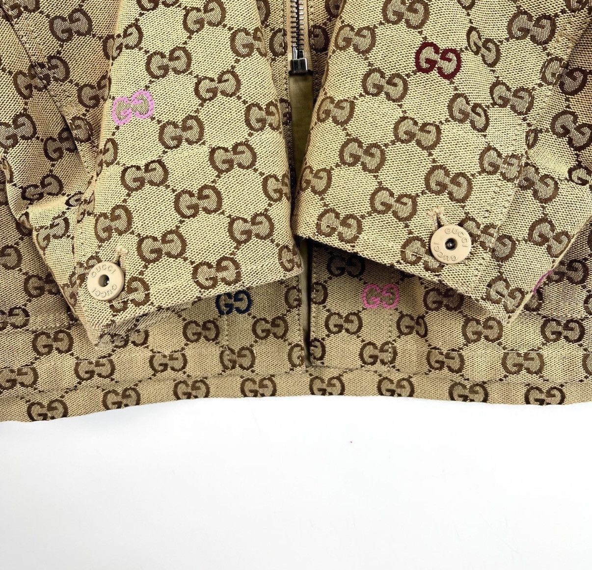 Gucci Beige Patterned Zip-Front Jacket - Size S Size US S / EU 44-46 / 1 - 5 Thumbnail