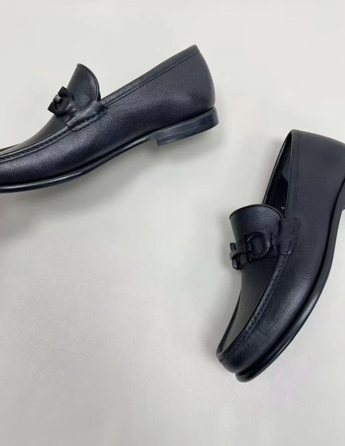 Salvatore Ferragamo Black Leather Slip-On Loafers with Buckle Accent Size US 7 / EU 40 - 5 Thumbnail