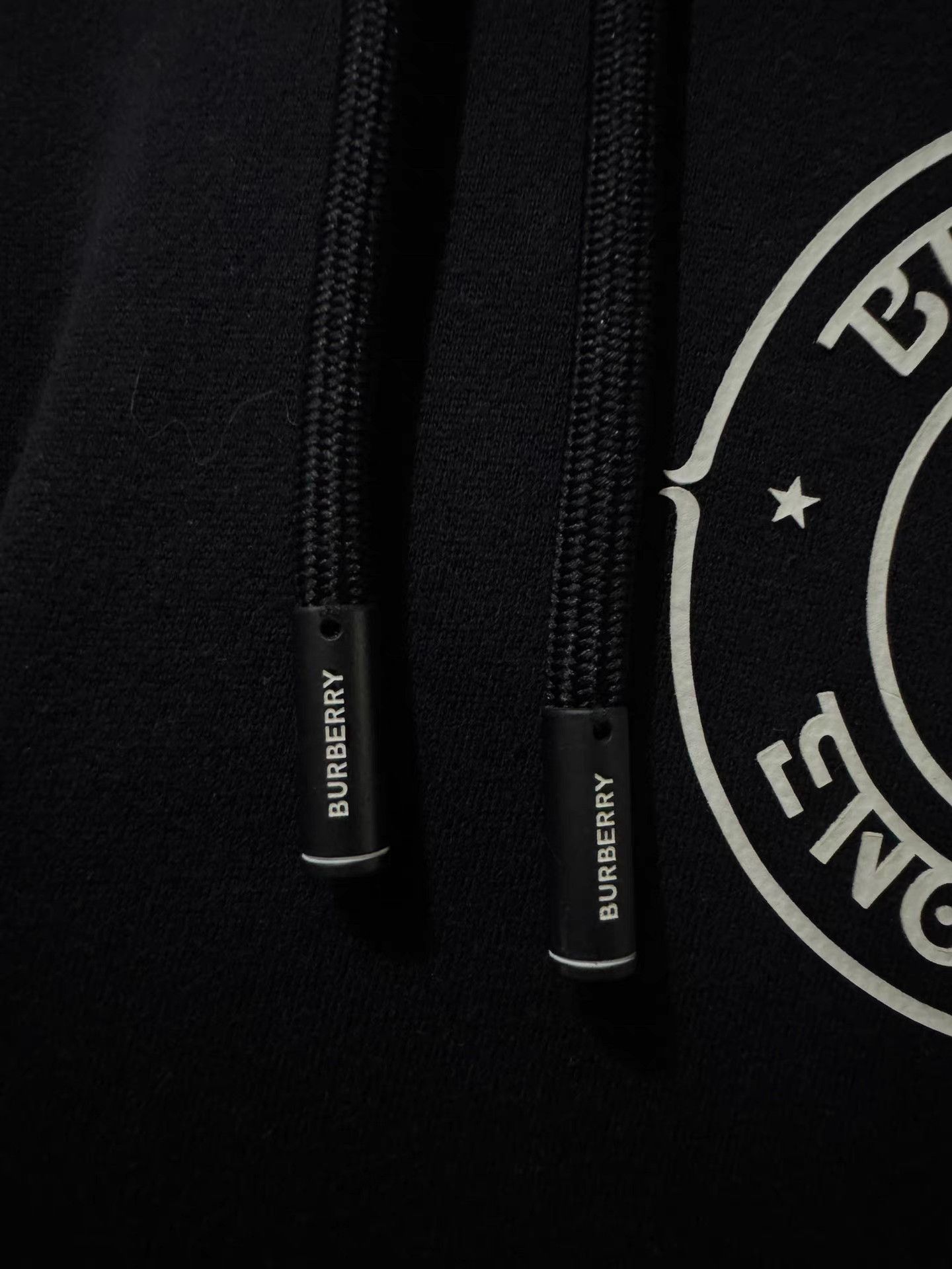Burberry Black Hoodie with Circular Logo and Striped Hem Size US M / EU 48-50 / 2 - 6 Thumbnail