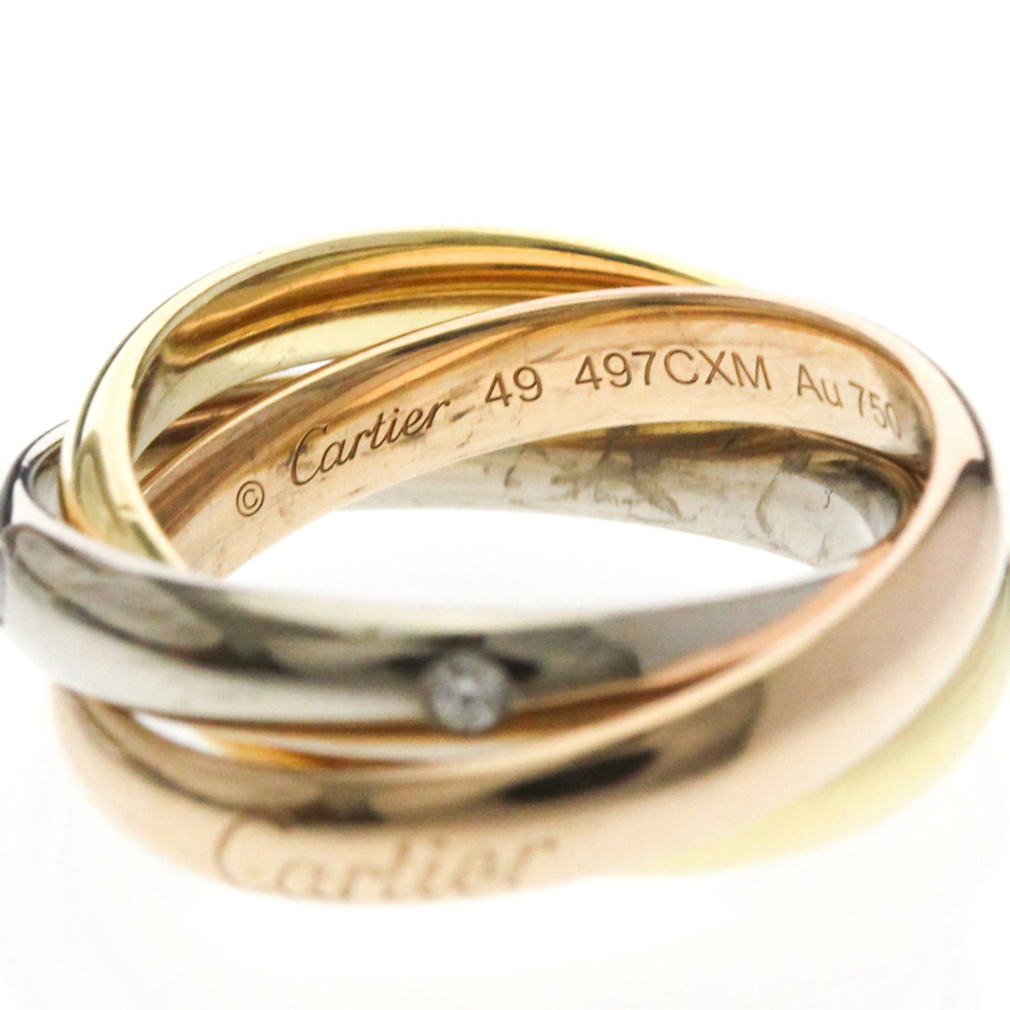 Cartier Cartier Trinity Ring With 5 Diamonds Yellow Gold (18K),Pink Gold (18K),White Gold (18K) Fashion Diamond Band Ring Gold Size ONE SIZE - 6 Thumbnail