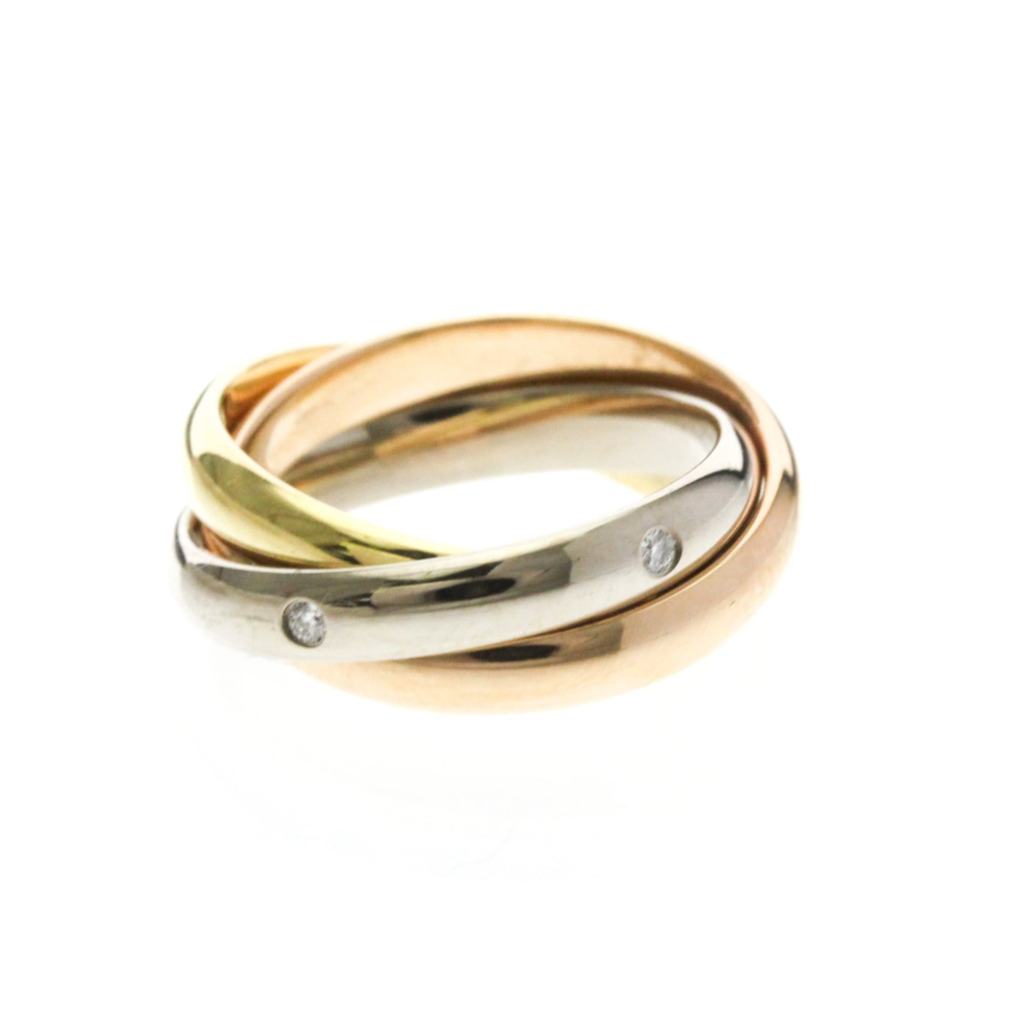 Cartier Cartier Trinity Ring With 5 Diamonds Yellow Gold (18K),Pink Gold (18K),White Gold (18K) Fashion Diamond Band Ring Gold Size ONE SIZE - 3 Thumbnail