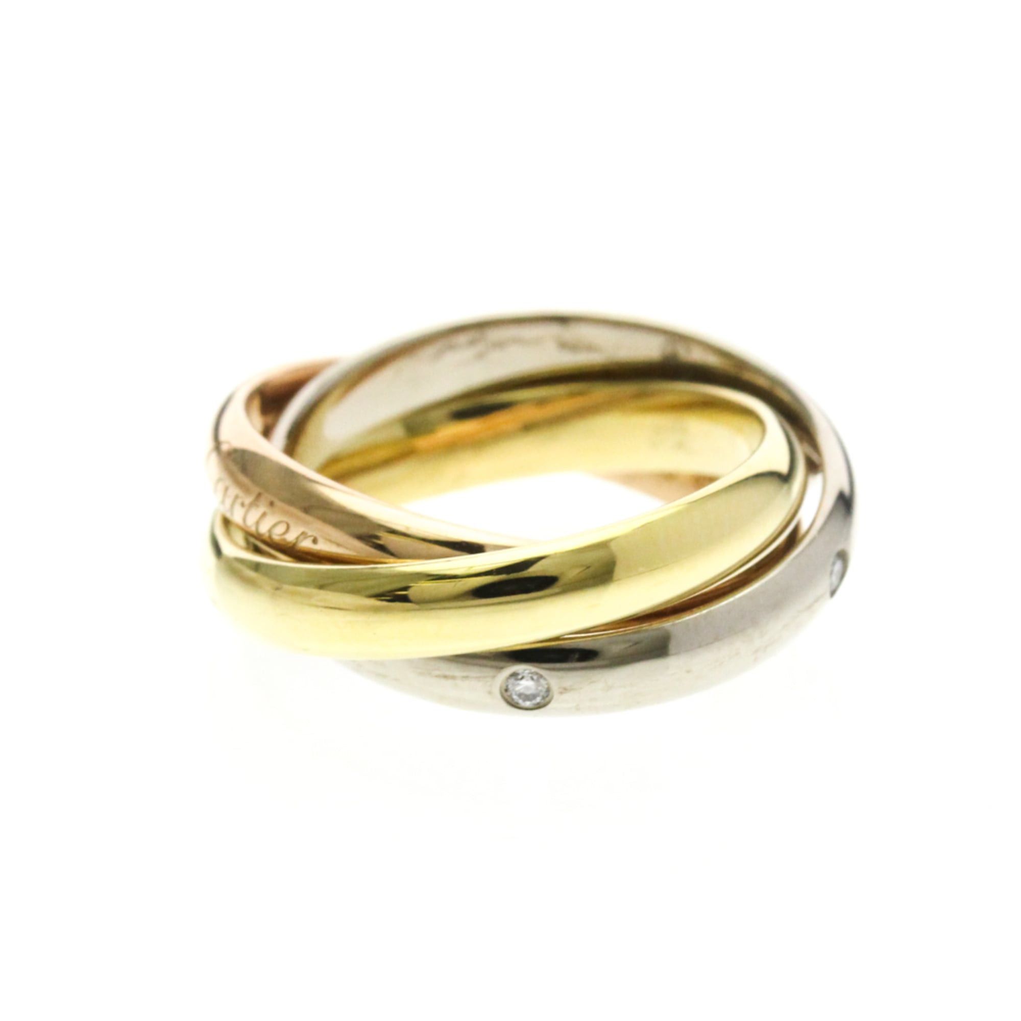 Cartier Cartier Trinity Ring With 5 Diamonds Yellow Gold (18K),Pink Gold (18K),White Gold (18K) Fashion Diamond Band Ring Gold Size ONE SIZE - 2 Thumbnail