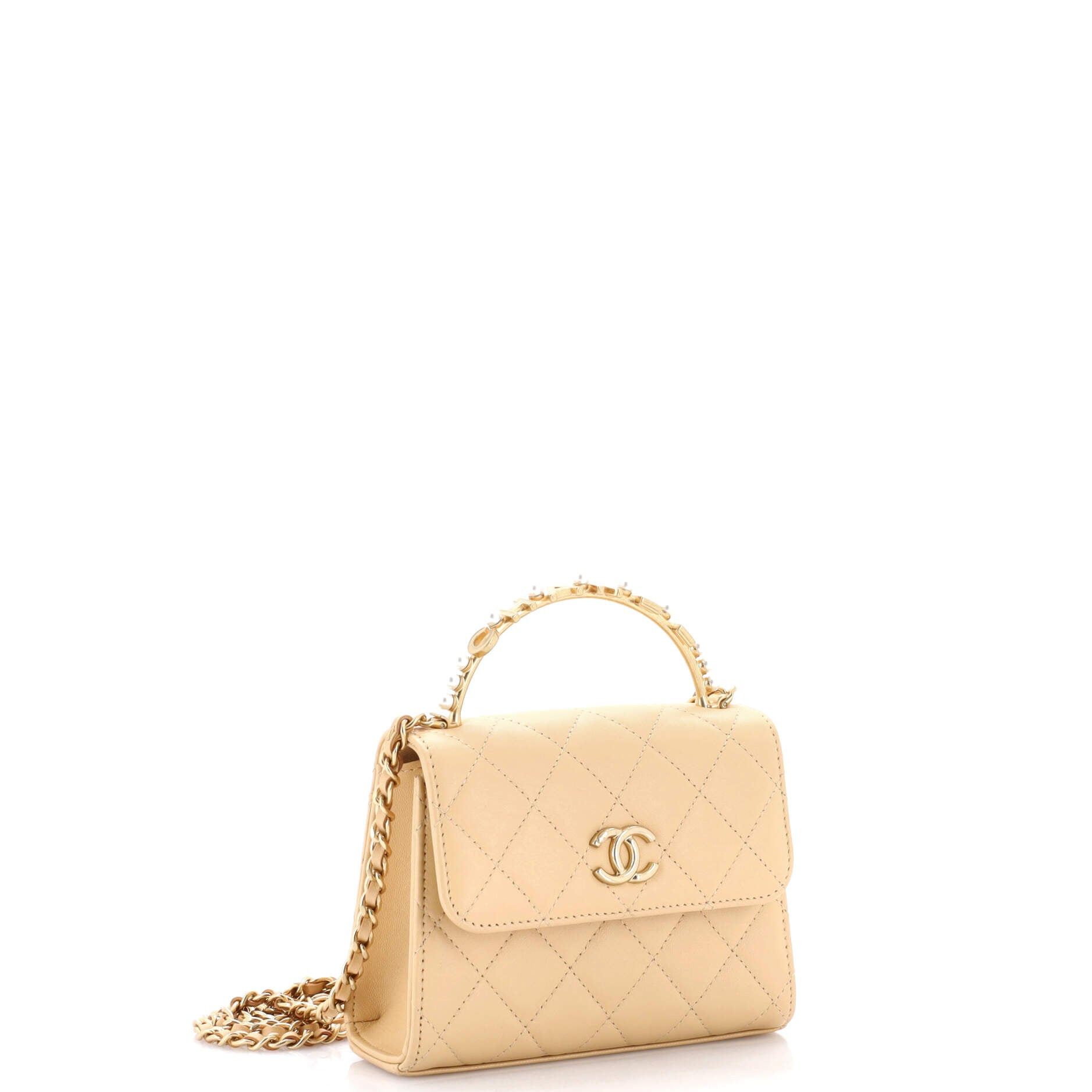 Chanel Logo and Pearl Top Handle Clutch with Chain Size ONE SIZE - 2 Thumbnail