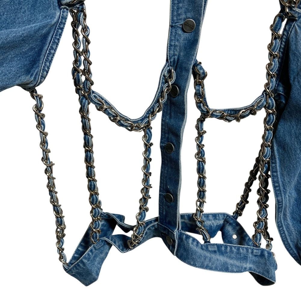 Other Other PONY STONE Metal Chain Backless Denim Jacket Textile Outerwear DUTY FREE for USA Size ONE SIZE - 3 Thumbnail
