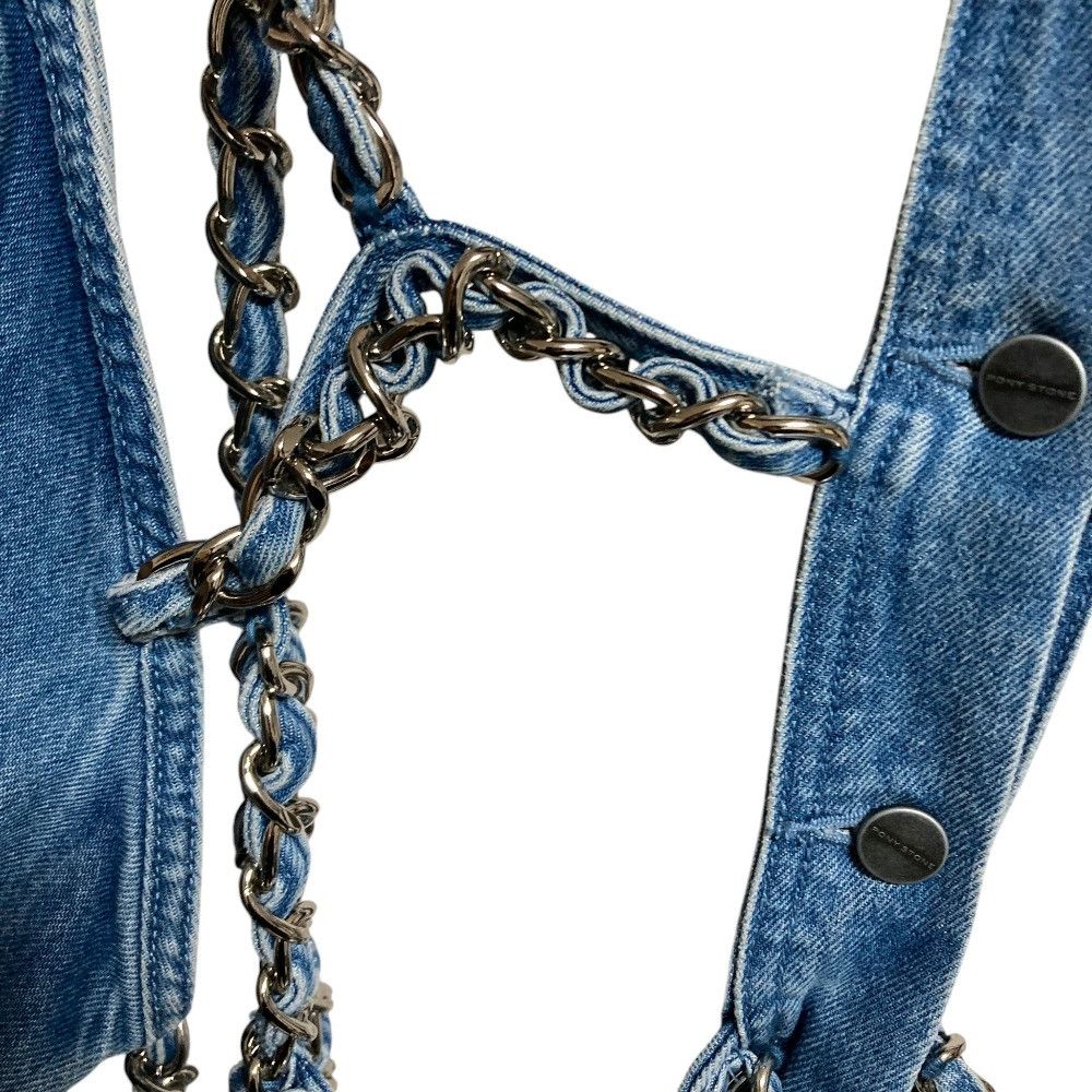 Other Other PONY STONE Metal Chain Backless Denim Jacket Textile Outerwear DUTY FREE for USA Size ONE SIZE - 5 Thumbnail