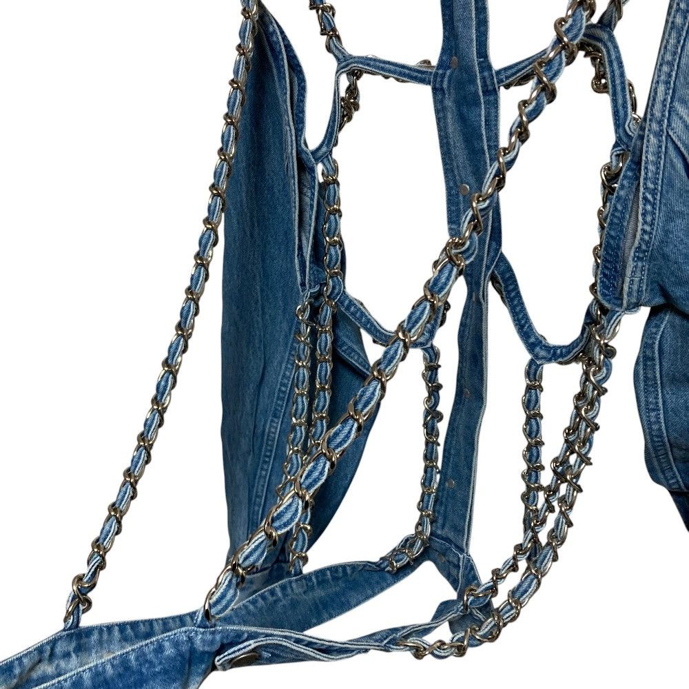 Other Other PONY STONE Metal Chain Backless Denim Jacket Textile Outerwear DUTY FREE for USA Size ONE SIZE - 6 Thumbnail