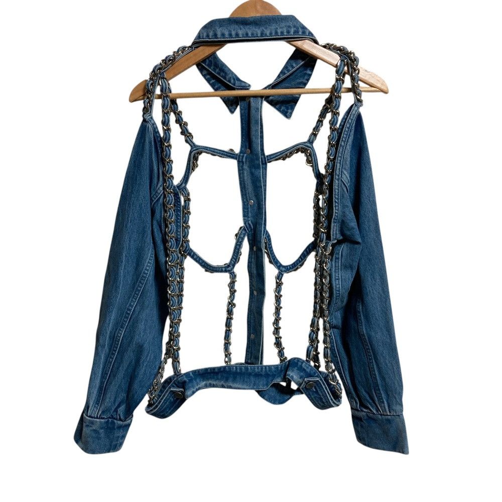 Other Other PONY STONE Metal Chain Backless Denim Jacket Textile Outerwear DUTY FREE for USA Size ONE SIZE - 2 Thumbnail