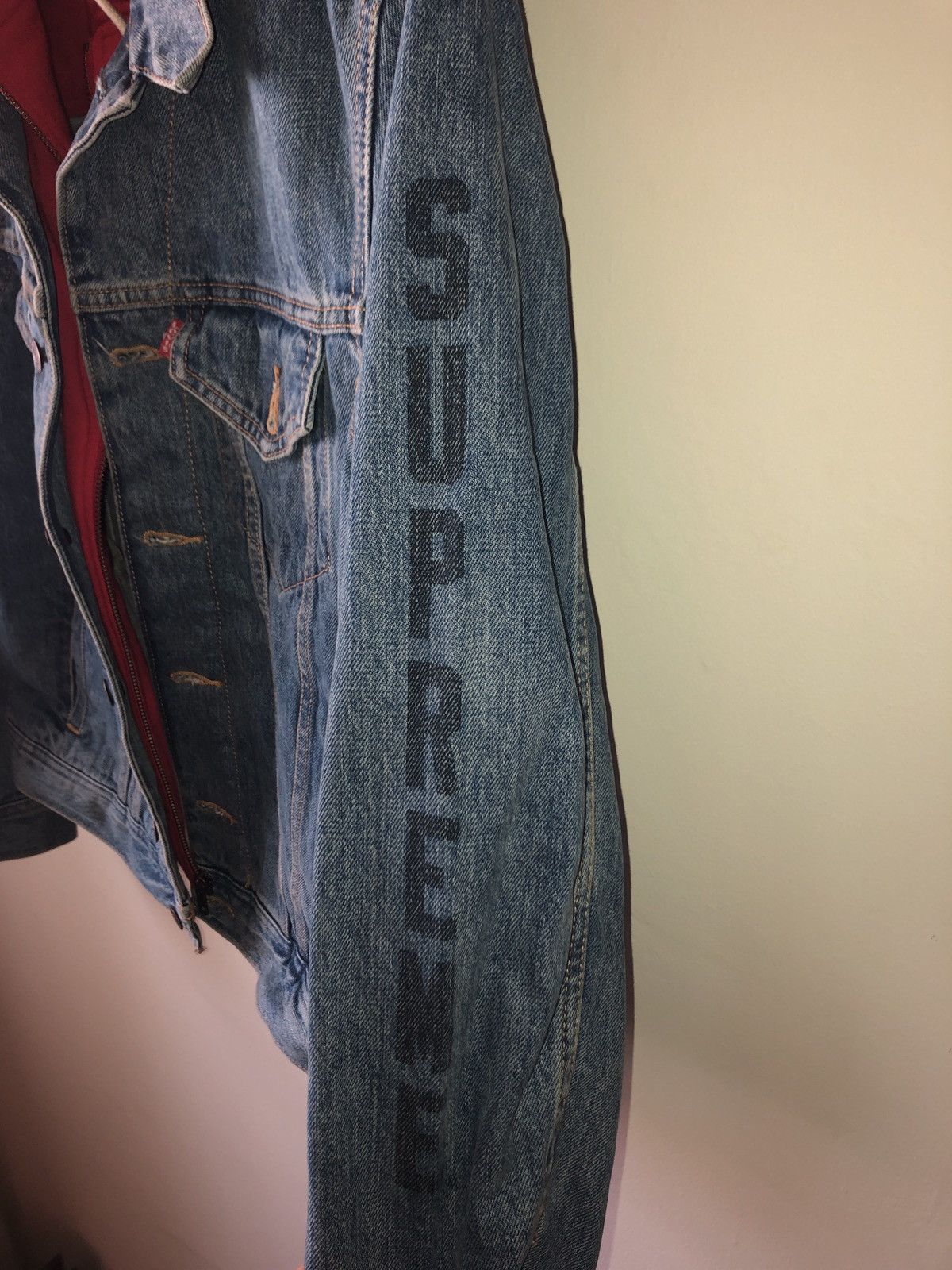 Supreme Levi's Quilted Reversible Trucker Jacket Pink Men's