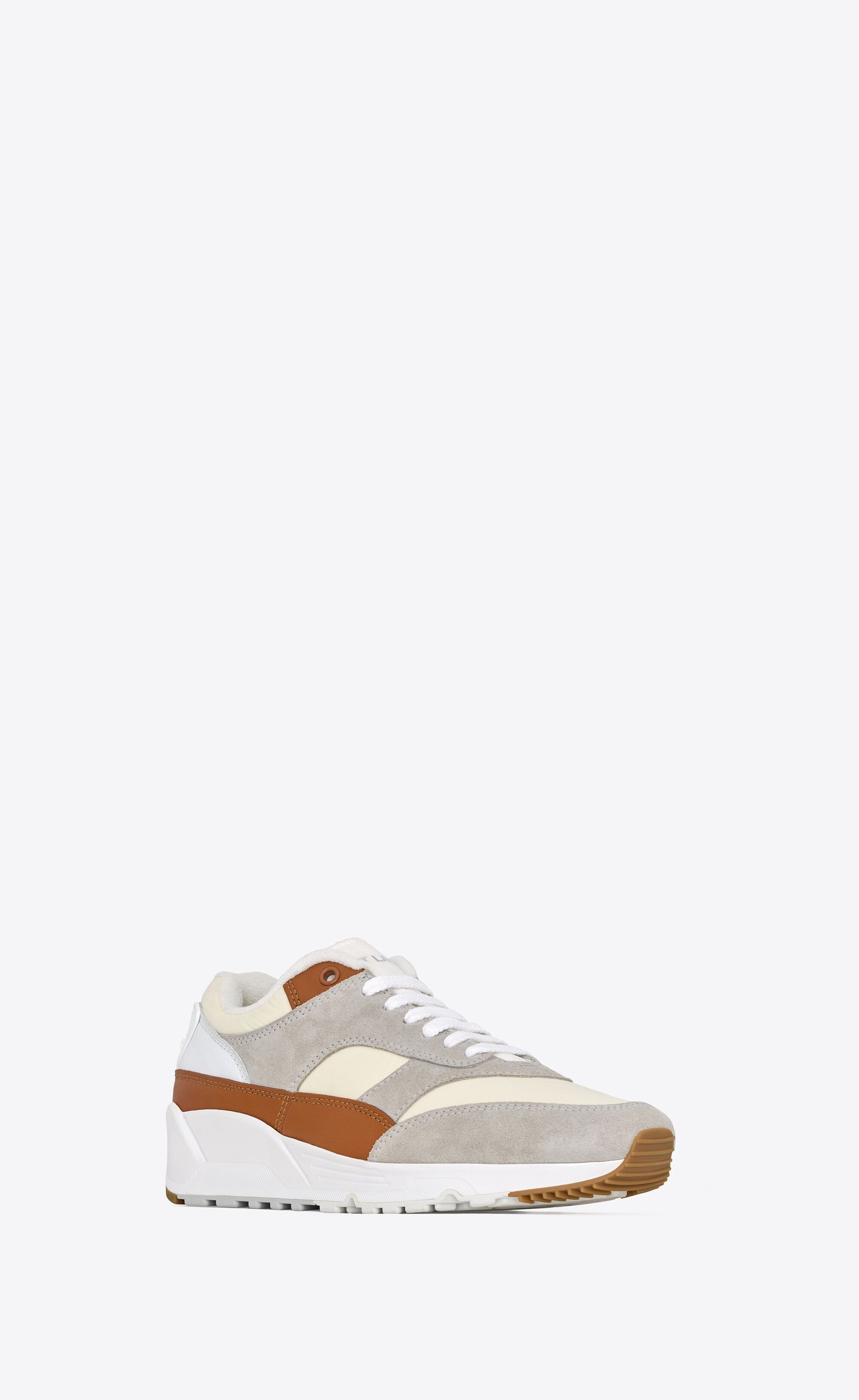 Saint Laurent Paris bump sneakers in nylon, suede and leather white/air grey and honey Size US 7 / EU 40 - 2 Thumbnail