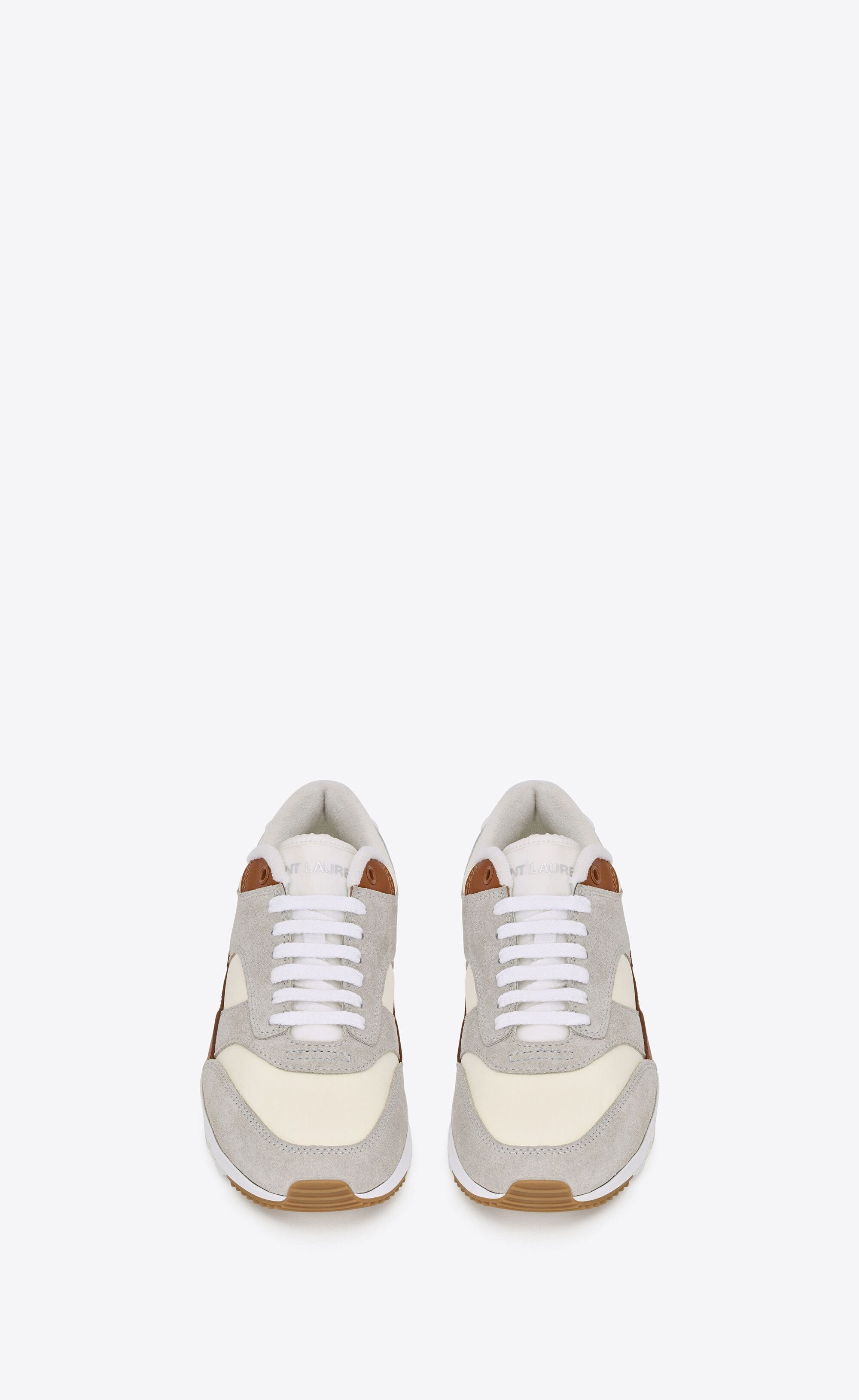 Saint Laurent Paris bump sneakers in nylon, suede and leather white/air grey and honey Size US 8 / EU 41 - 3 Thumbnail