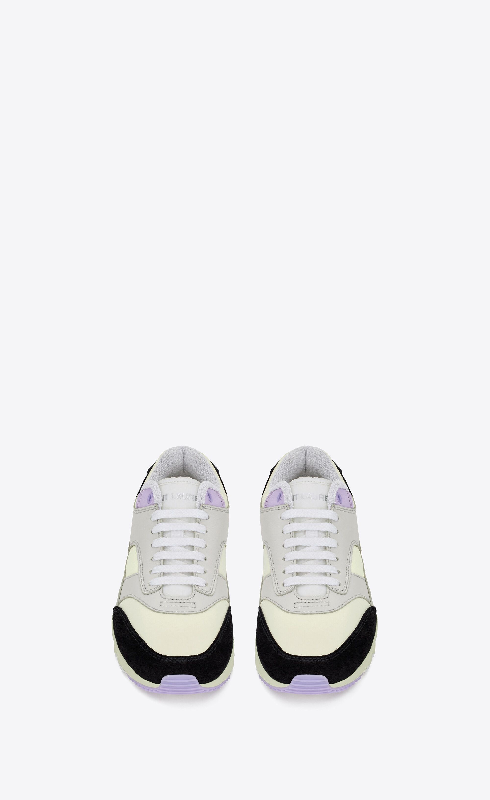 Saint Laurent Paris bump sneakers in nylon, suede and leather air grey/lavender/black and off white Size US 13 / EU 46 - 2 Thumbnail