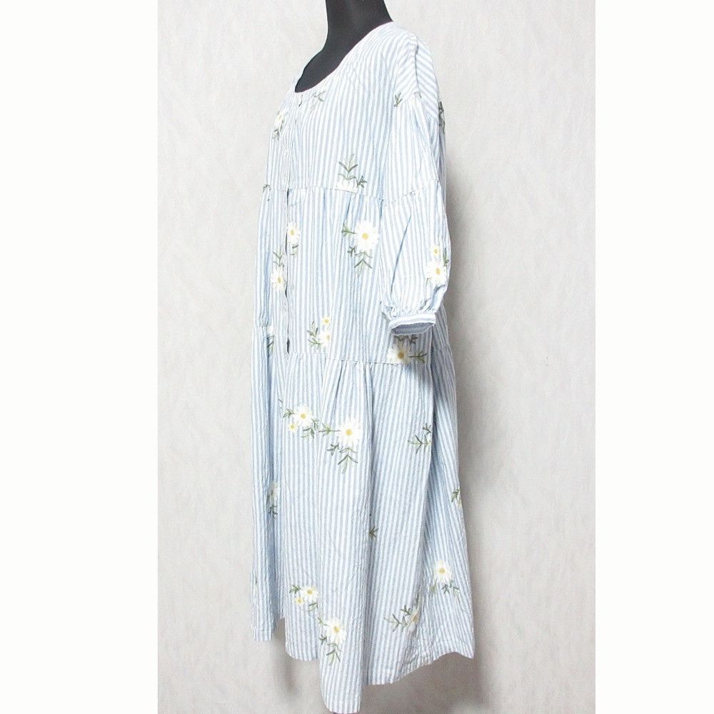 Other Other PINK HOUSE Stripe Collarless Shirt Dress Textile Dresses A2123FA011 DUTY FREE for USA Size ONE SIZE - 3 Thumbnail
