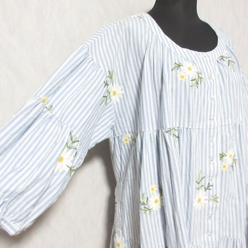 Other Other PINK HOUSE Stripe Collarless Shirt Dress Textile Dresses A2123FA011 DUTY FREE for USA Size ONE SIZE - 4 Thumbnail