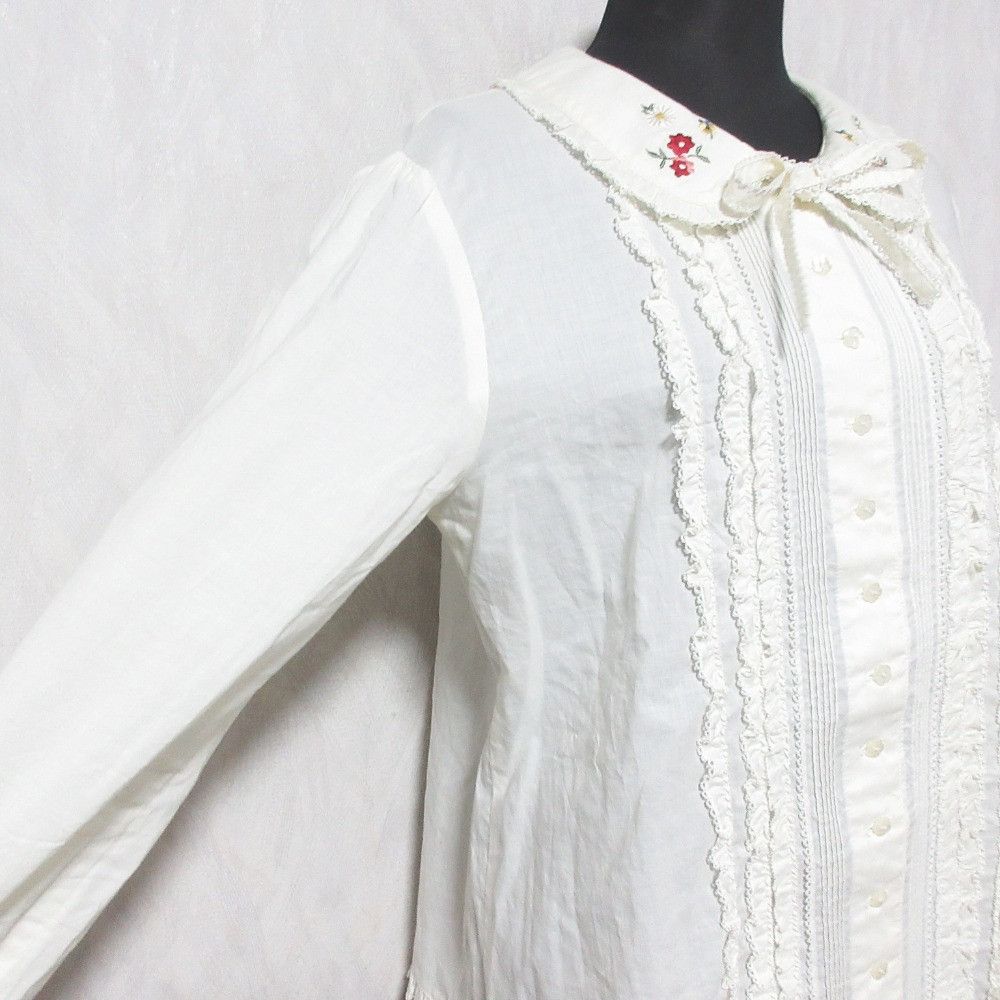Other Other PINK HOUSE Flower Embroidered Pleated Shirt Textile Tops A2103FB366 DUTY FREE for USA Size ONE SIZE - 5 Thumbnail
