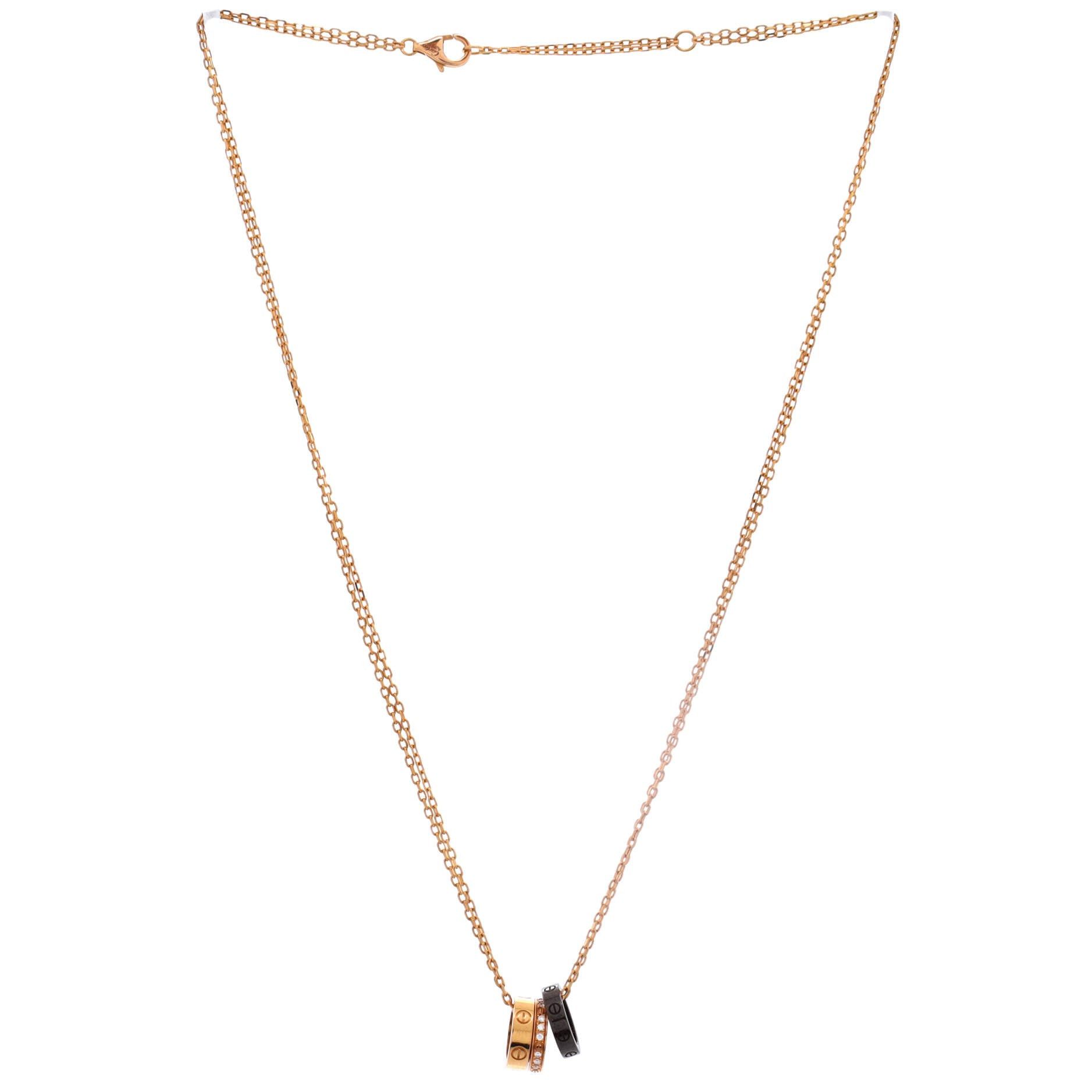 Cartier Love 3 Ring Pendant Necklace Size ONE SIZE - 2 Thumbnail