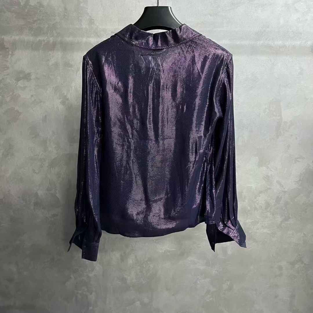 Hermes Hermes Casual Purple Button Up 40 Women Size M / US 6-8 / IT 42-44 - 2 Thumbnail