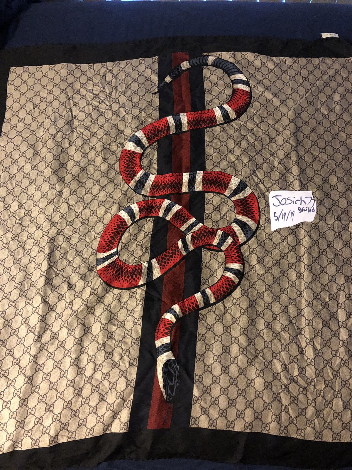 Web and kingsnake print gg silk scarf top