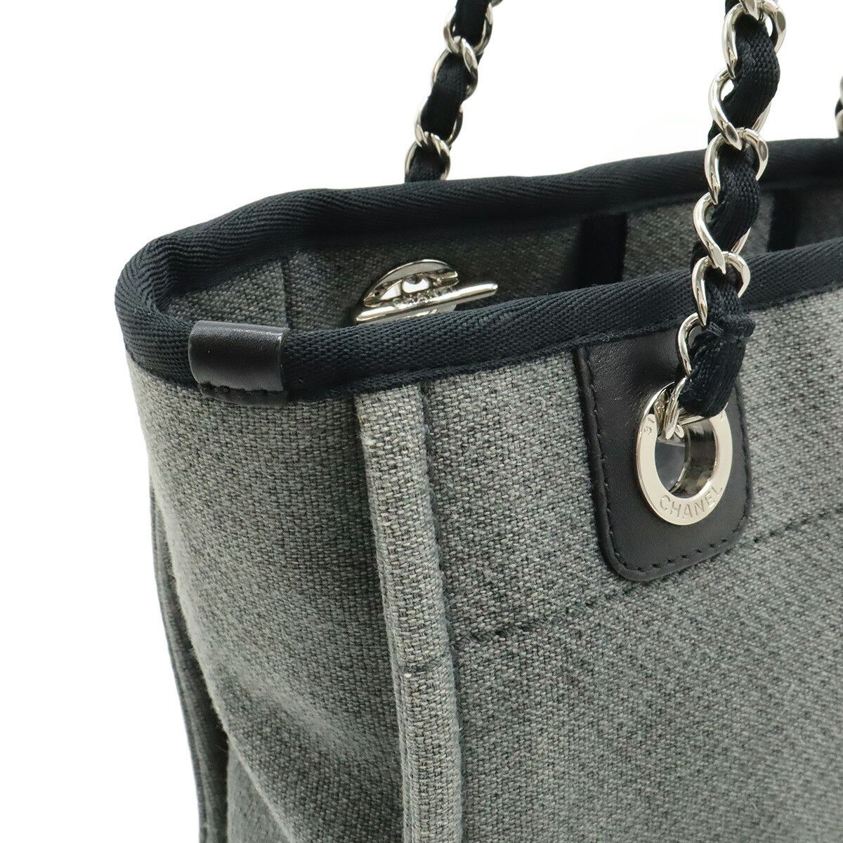 Chanel Chanel Chanel Deauville Canvas Leather Tote Bag Textile Shoulder Bag A66939 DUTY FREE for USA Size ONE SIZE - 6 Thumbnail