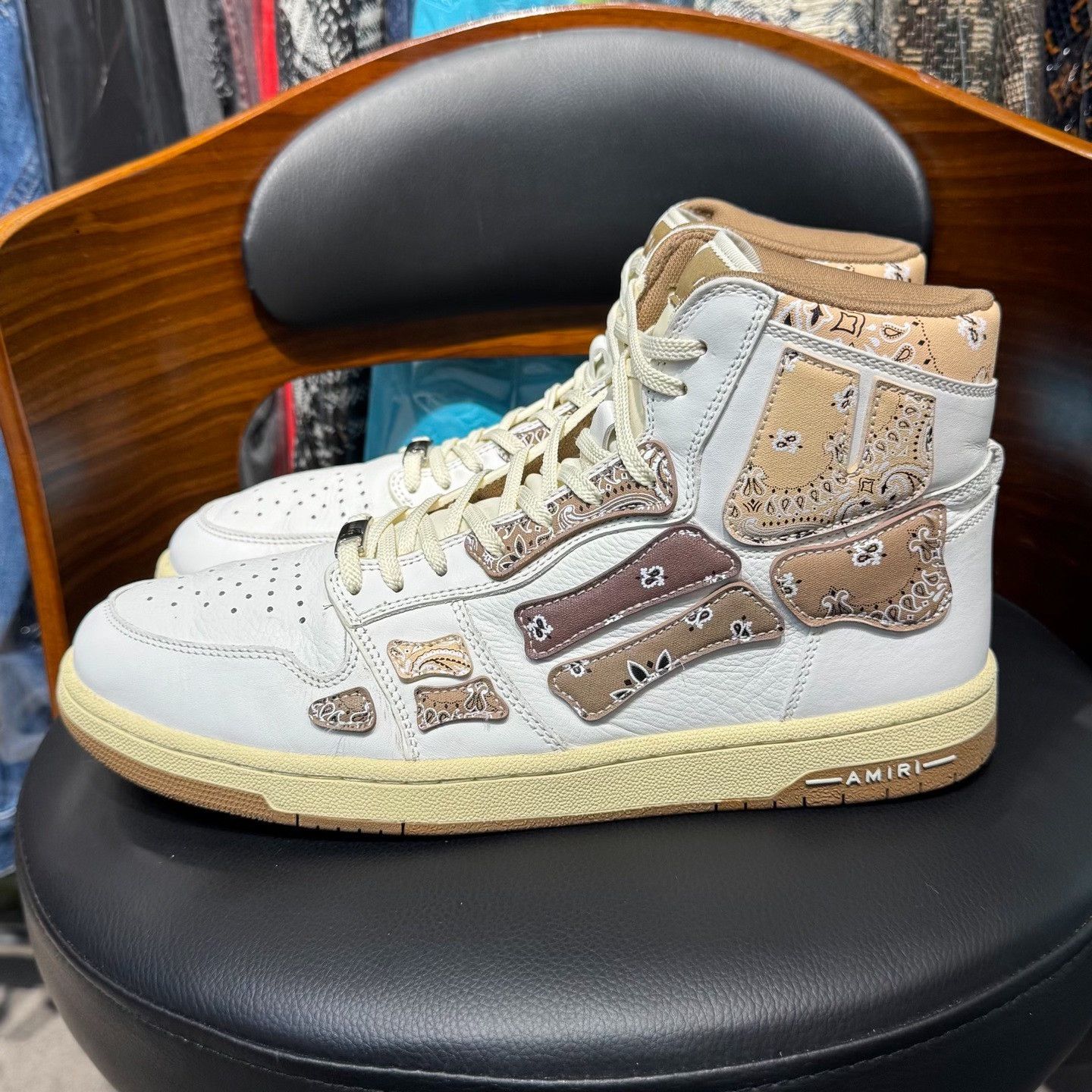 Amiri Amiri Paisley White Hitop Sneakers 11.5 Men Size US 11.5 / EU 44-45 - 6 Thumbnail