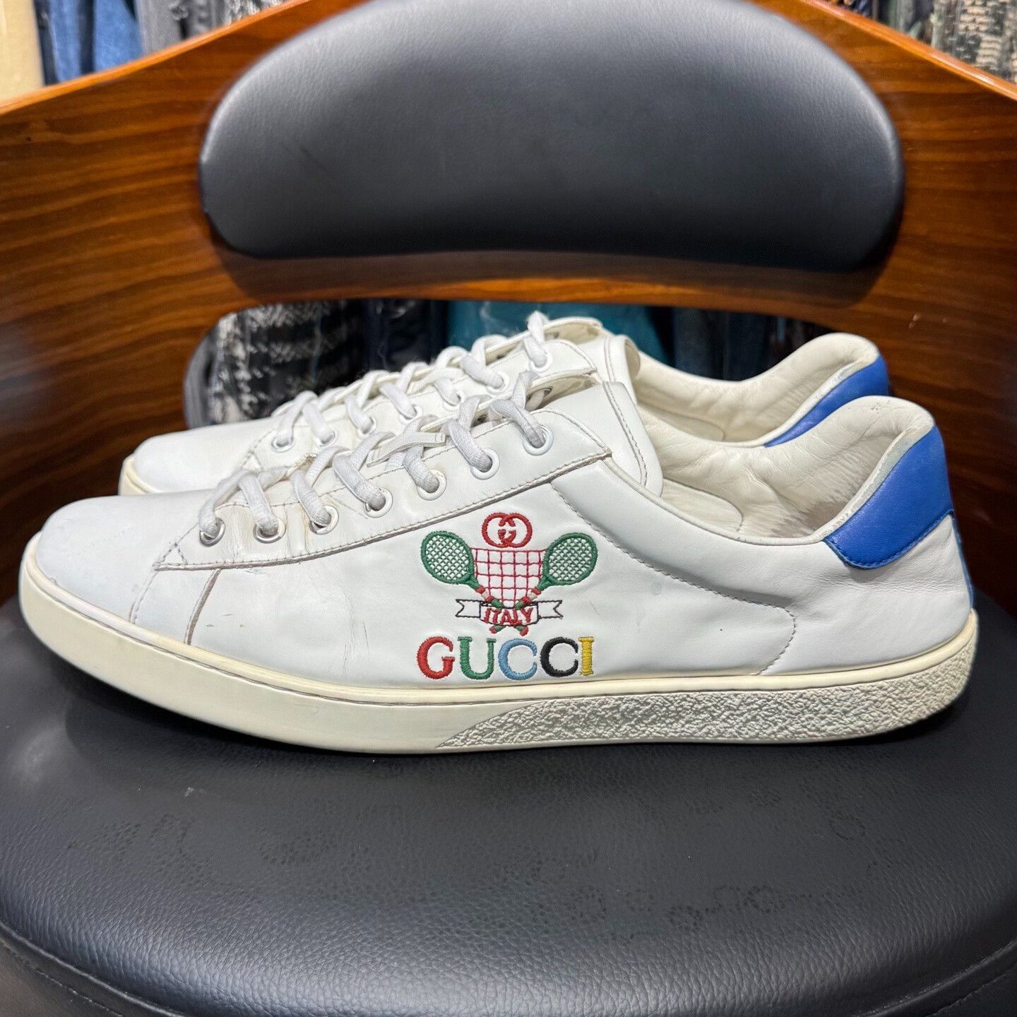 Gucci Gucci Tennis Graphic Blue Lowtop Sneakers 10.5 Men Size US 10.5 / EU 43-44 - 6 Thumbnail