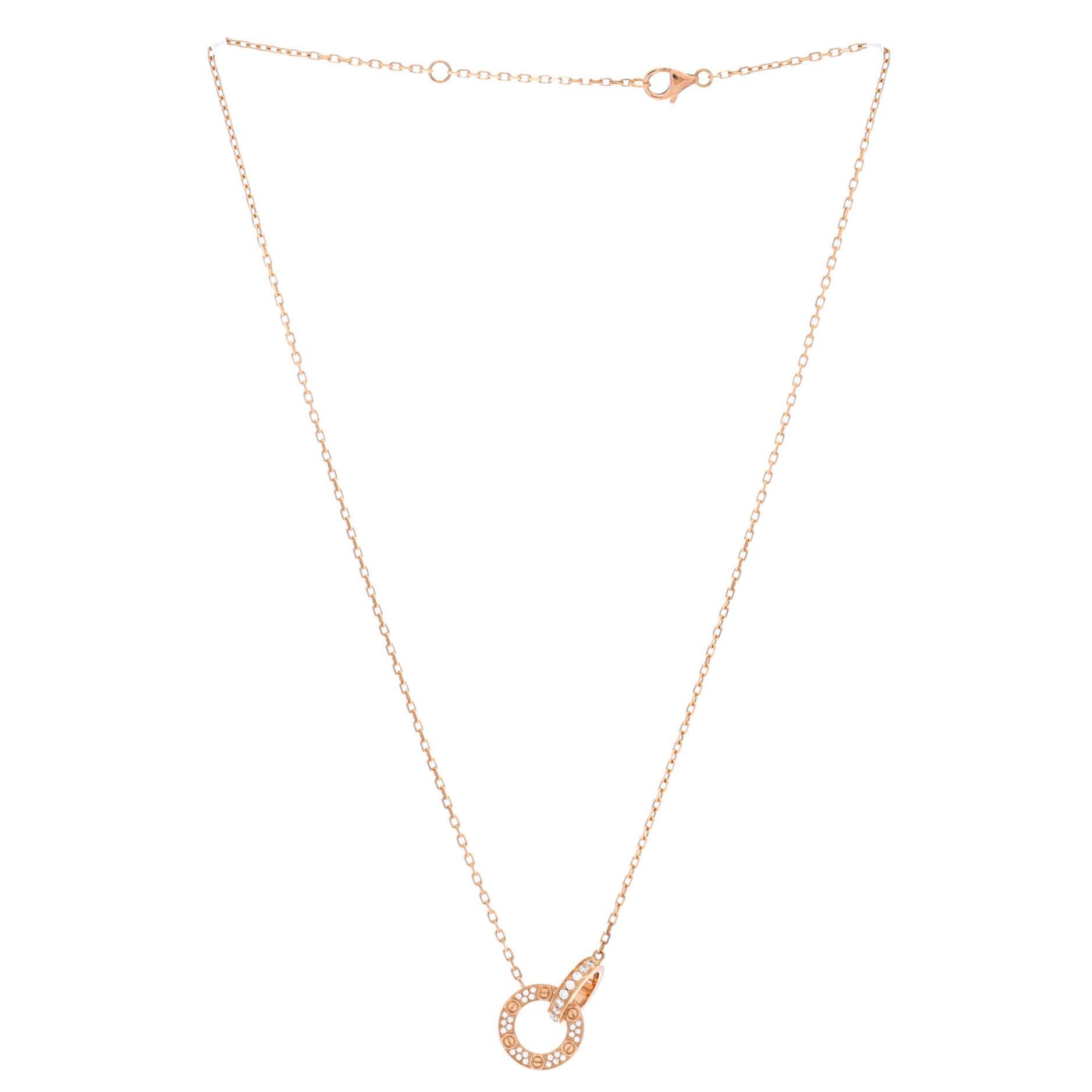 Cartier Love Interlocking Pave Necklace Size ONE SIZE - 3 Thumbnail