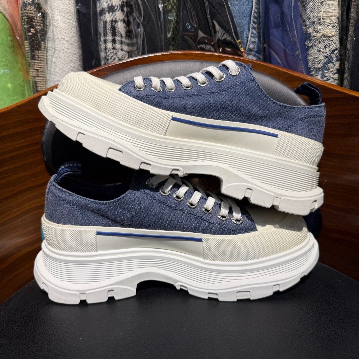 Alexander McQueen Denim Blue Lowtop Sneakers 6.5 Men Size US 6.5 / EU 39-40 - 7 Thumbnail