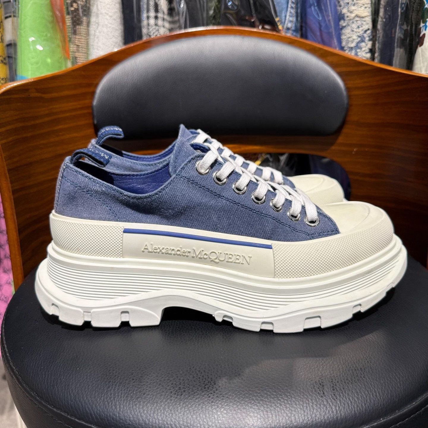 Alexander McQueen Denim Blue Lowtop Sneakers 6.5 Men Size US 6.5 / EU 39-40 - 4 Thumbnail