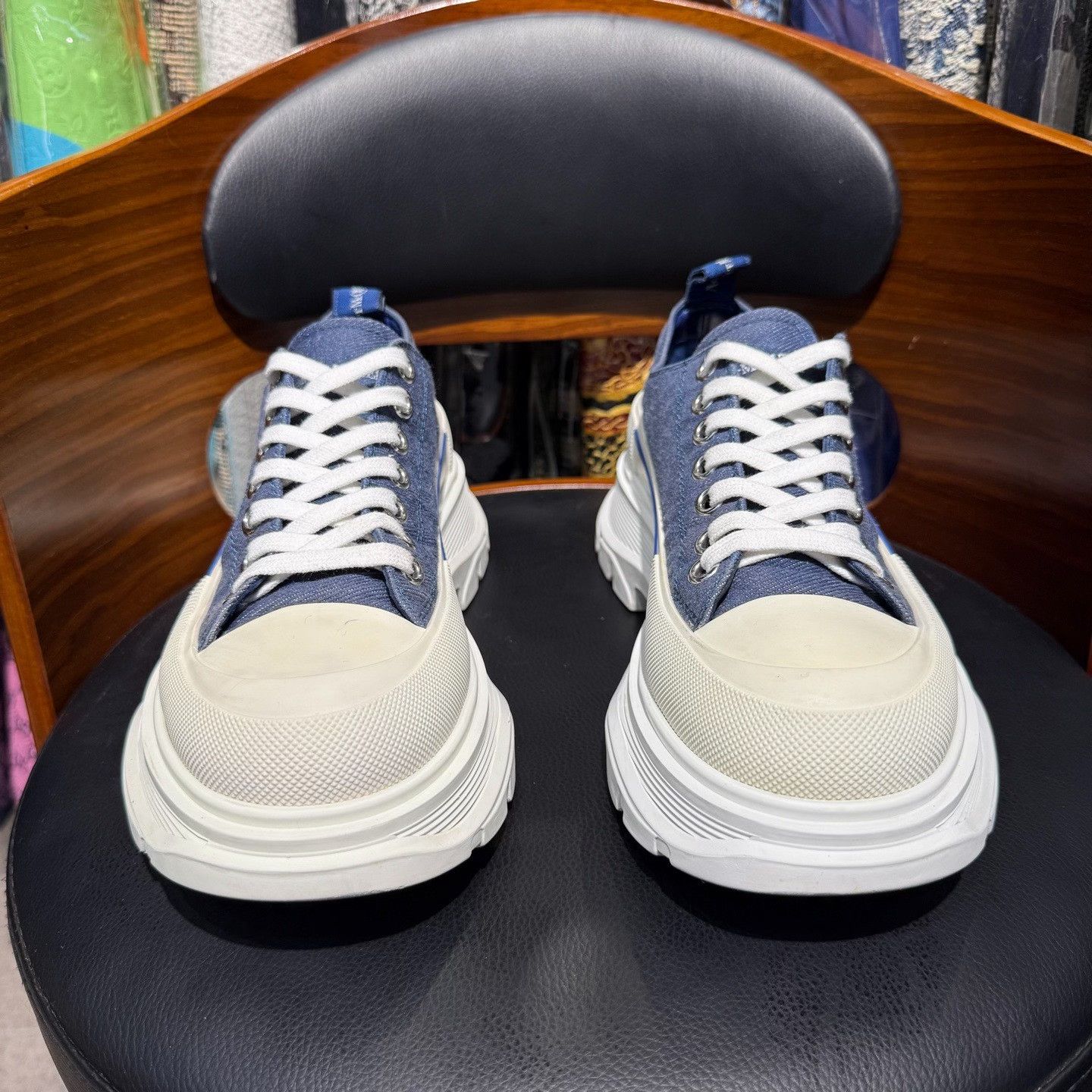 Alexander McQueen Denim Blue Lowtop Sneakers 6.5 Men Size US 6.5 / EU 39-40 - 2 Thumbnail