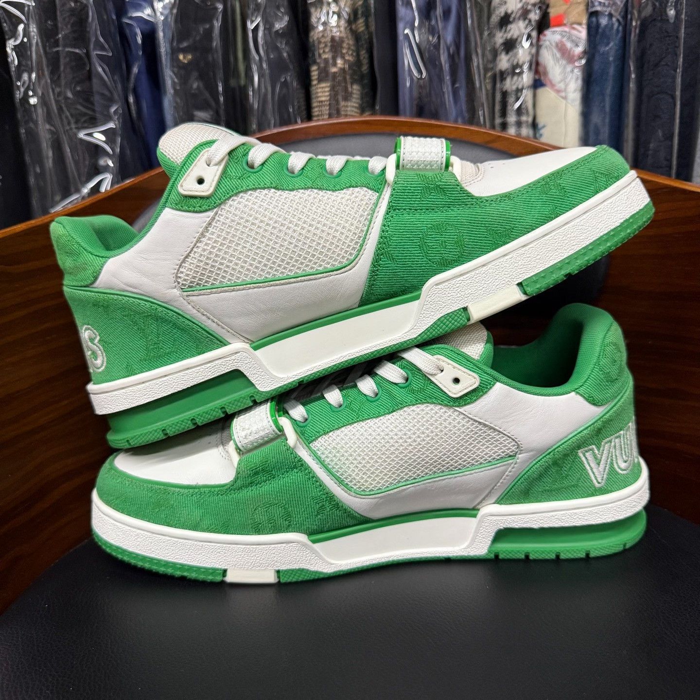 Louis Vuitton Louis Vuitton Training Denim Green Lowtop Sneakers 10 Men Size US 10 / EU 43 - 7 Thumbnail