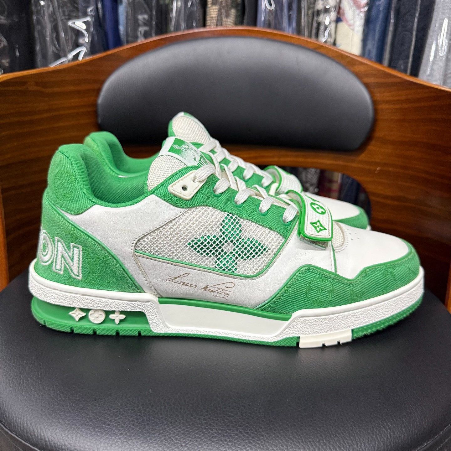 Louis Vuitton Louis Vuitton Training Denim Green Lowtop Sneakers 10 Men Size US 10 / EU 43 - 4 Thumbnail