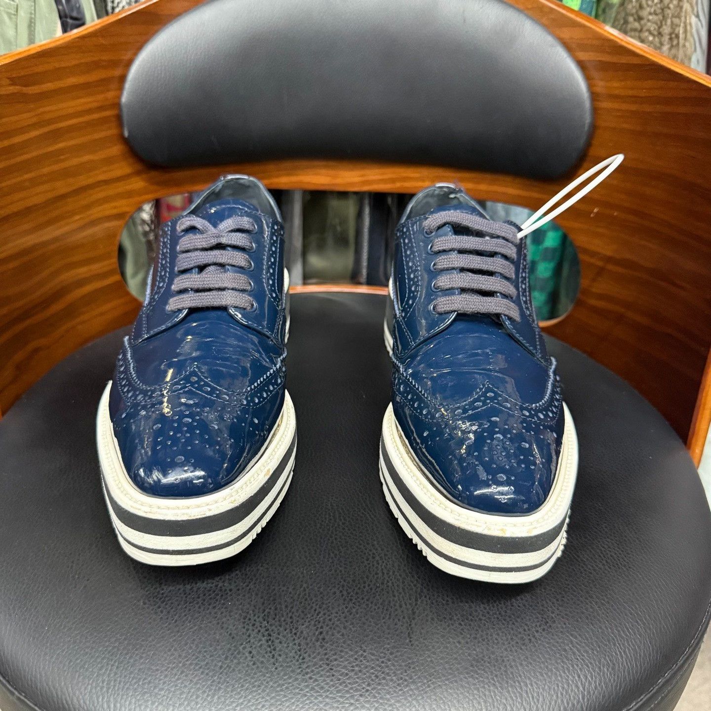 Prada Prada Patent Blue Lowtop Sneakers us_7-5 Women Size US 7.5 / IT 37.5 - 2 Thumbnail