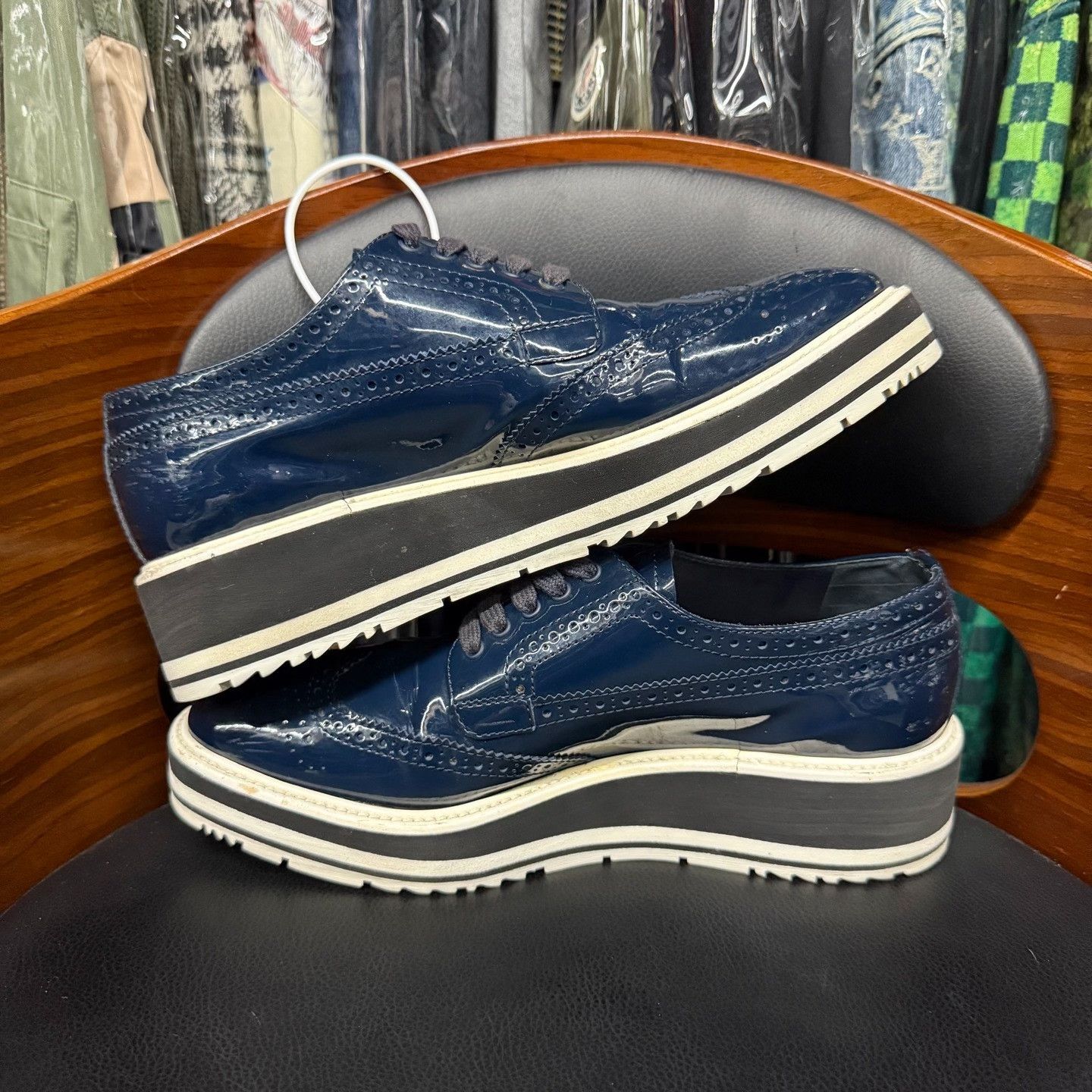 Prada Prada Patent Blue Lowtop Sneakers us_7-5 Women Size US 7.5 / IT 37.5 - 7 Thumbnail
