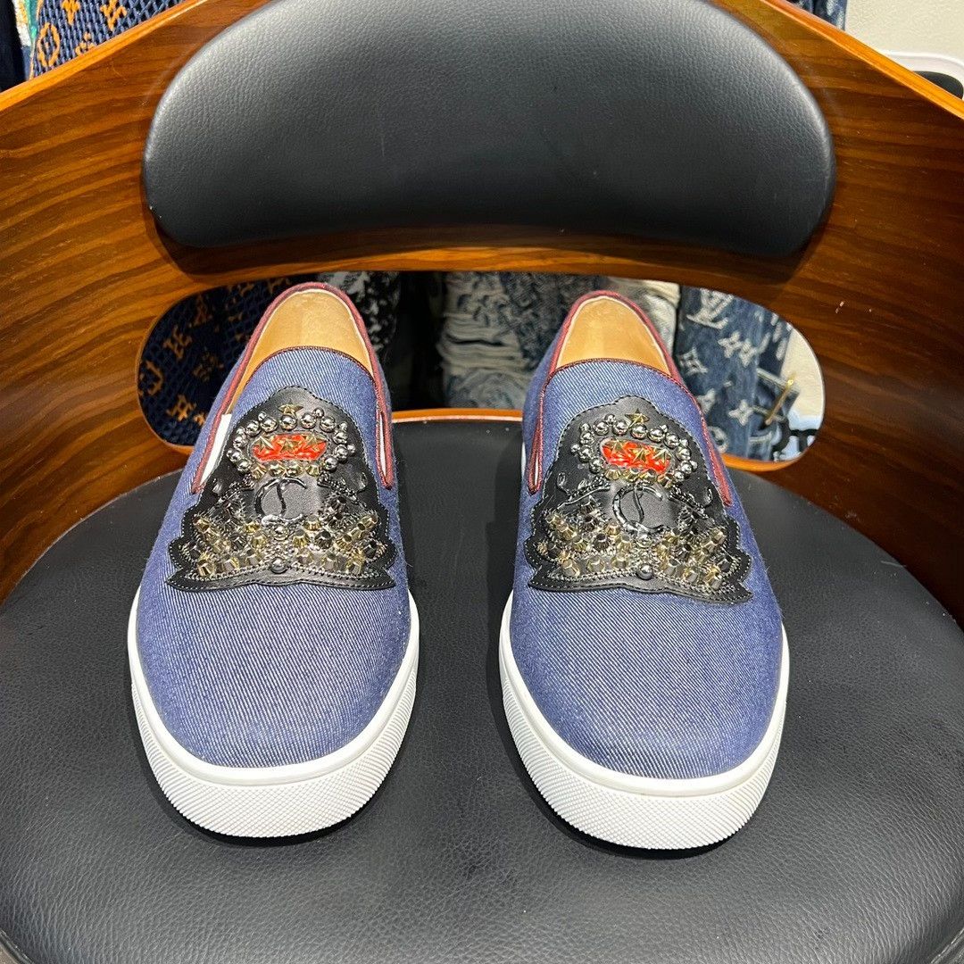 Christian Louboutin Christian Louboutin Denim Red Lowtop Sneakers 40 Men Size US 7.5 / EU 40-41 - 2 Thumbnail