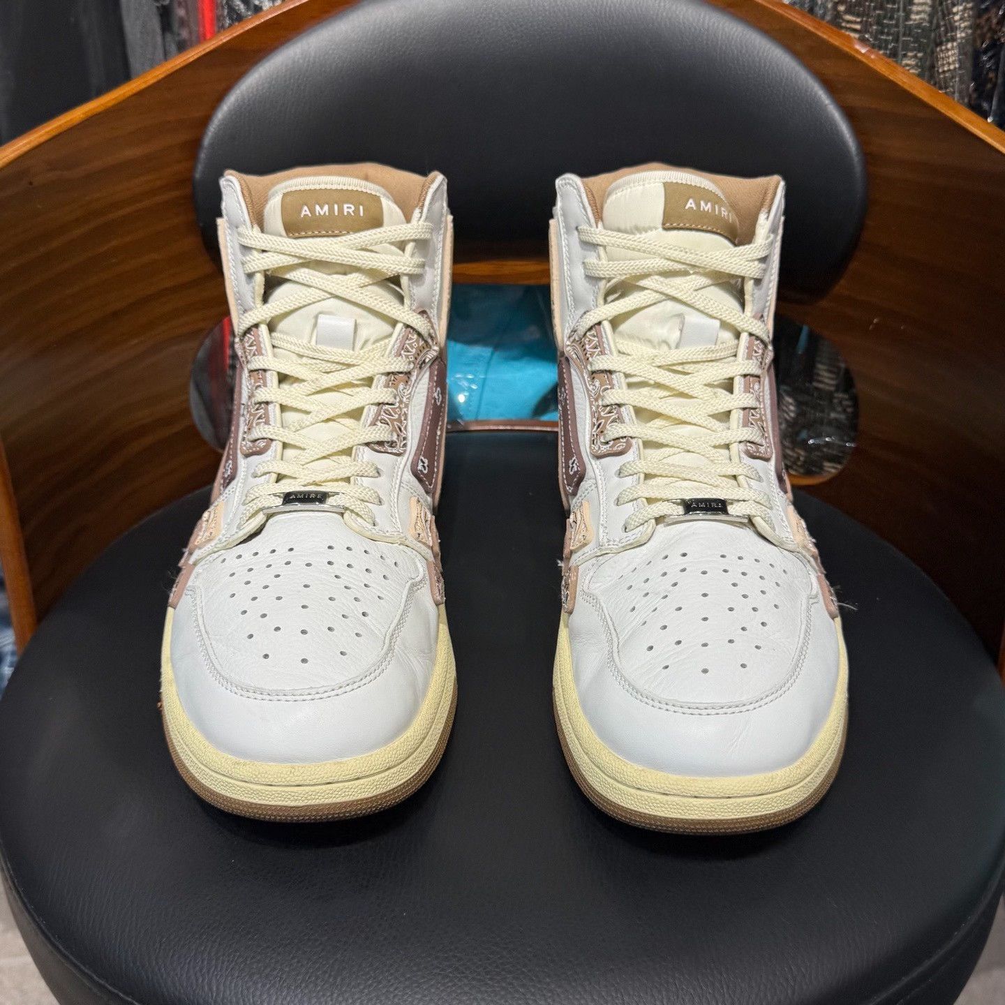 Amiri Amiri Paisley White Hitop Sneakers 45 Men Size US 11.5 / EU 44-45 - 2 Thumbnail