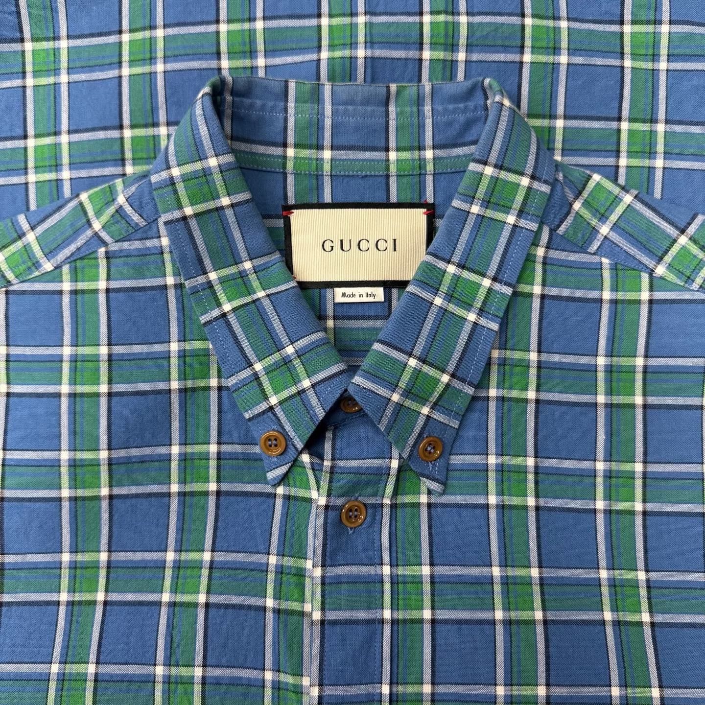 Gucci Gucci Embroidered Plaid Green Shirt 50 Men Size US XL / EU 56 / 4 - 4 Thumbnail