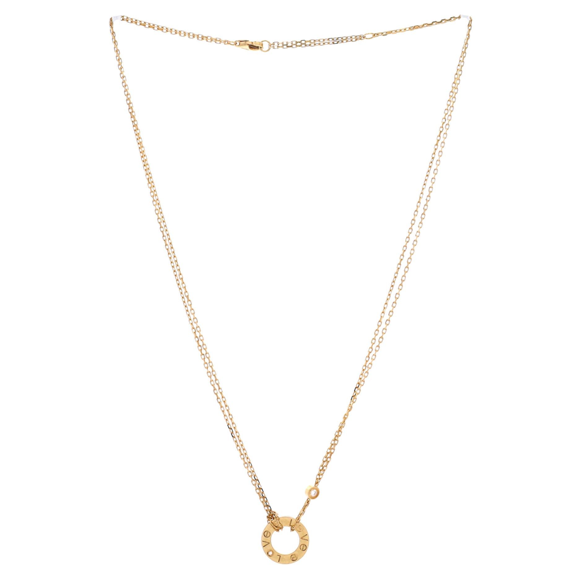 Cartier 2 Diamonds Love Pendant Necklace Size ONE SIZE - 3 Thumbnail