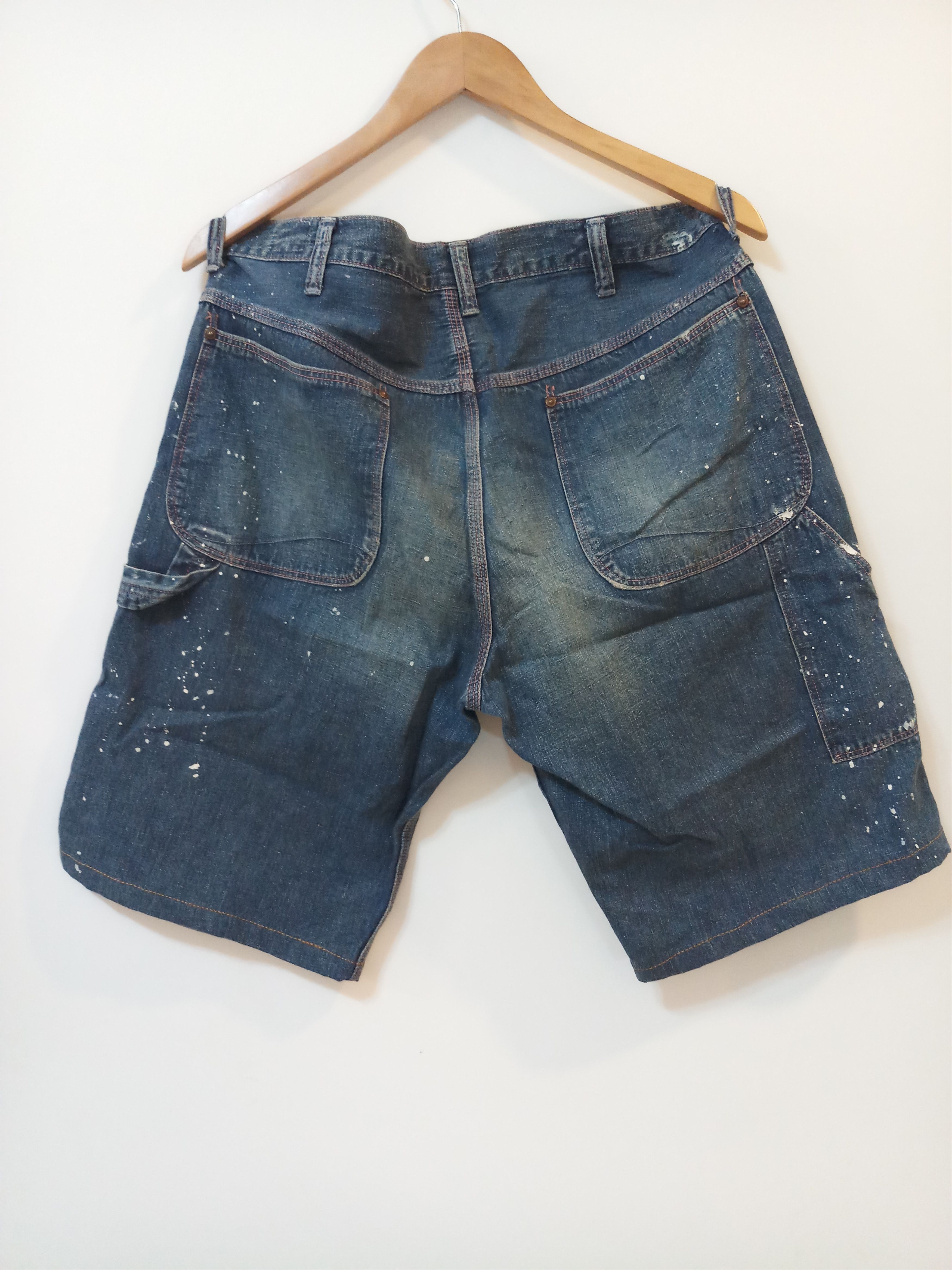 Japanese Brand Orslow Paint-Splattered Denim Carpenter Shorts Size US 36 / EU 52 - 2 Thumbnail